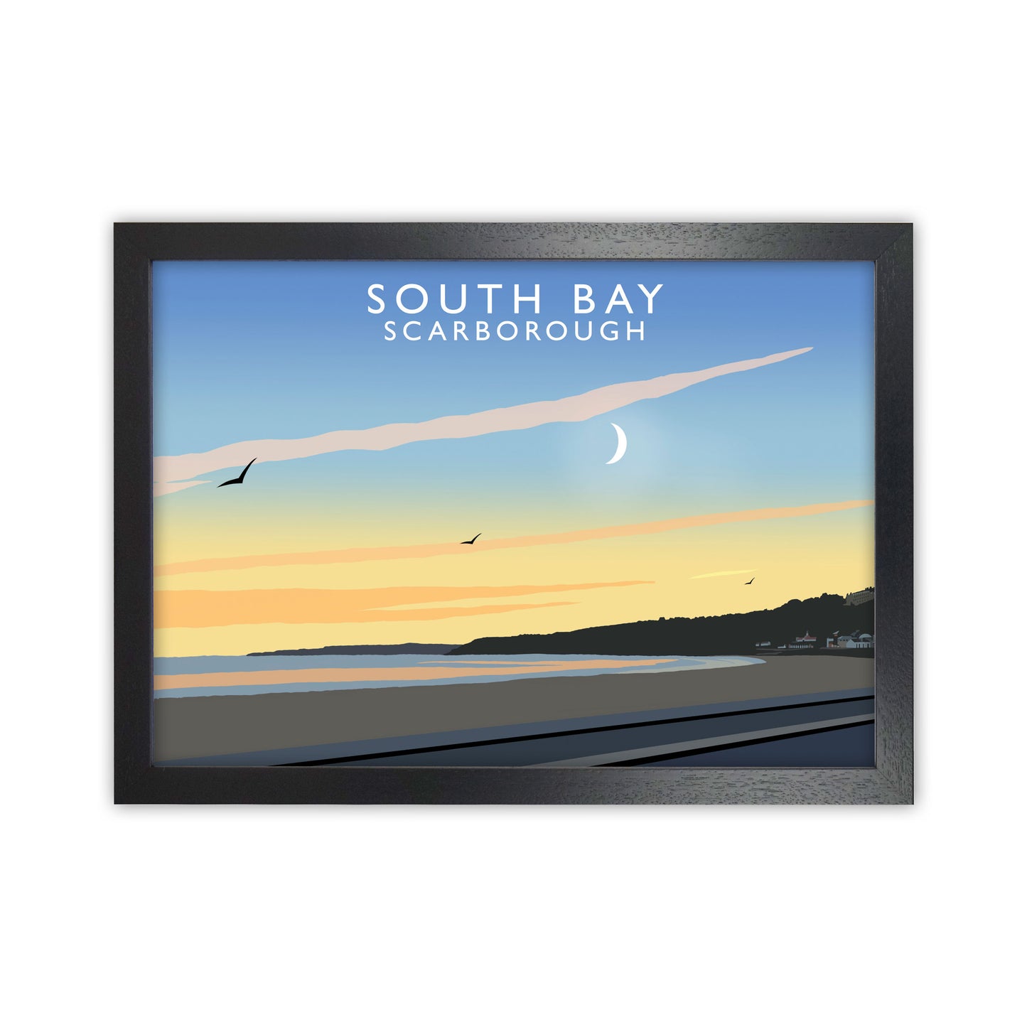 South Bay Scarborough Art Print by Richard O'Neill, Framed Wall Art Black Grain