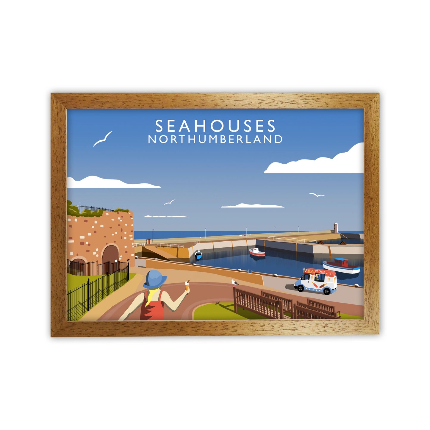 Seahouses Northumberland Framed Digital Art Print by Richard O'Neill Oak Grain