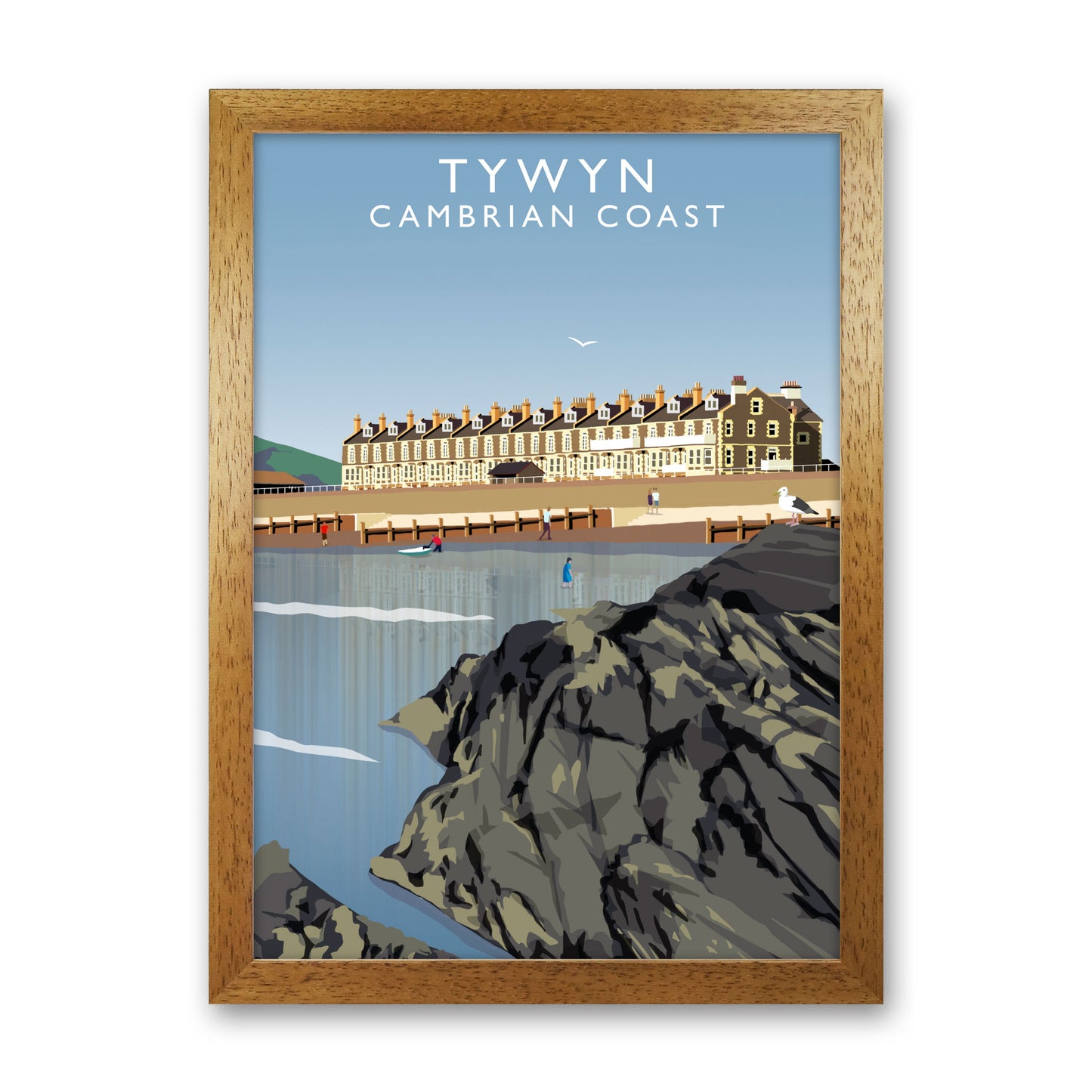 Tywyn Portrait Cambrian Coast Framed Digital Art Print by Richard O'Neill Oak Grain