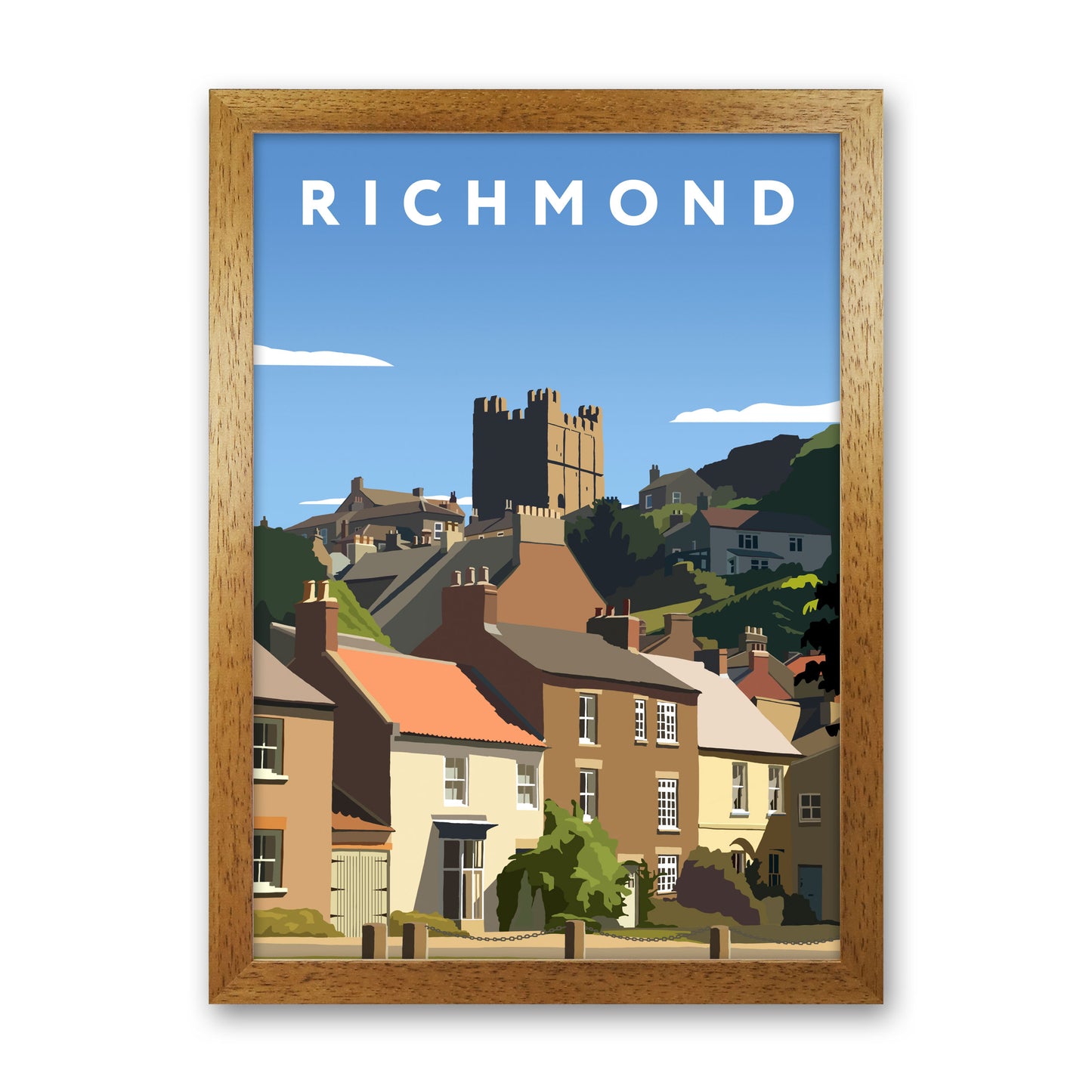 Richmond4 Portrait Travel Art Print by Richard O'Neill, Framed Wall Art Oak Grain