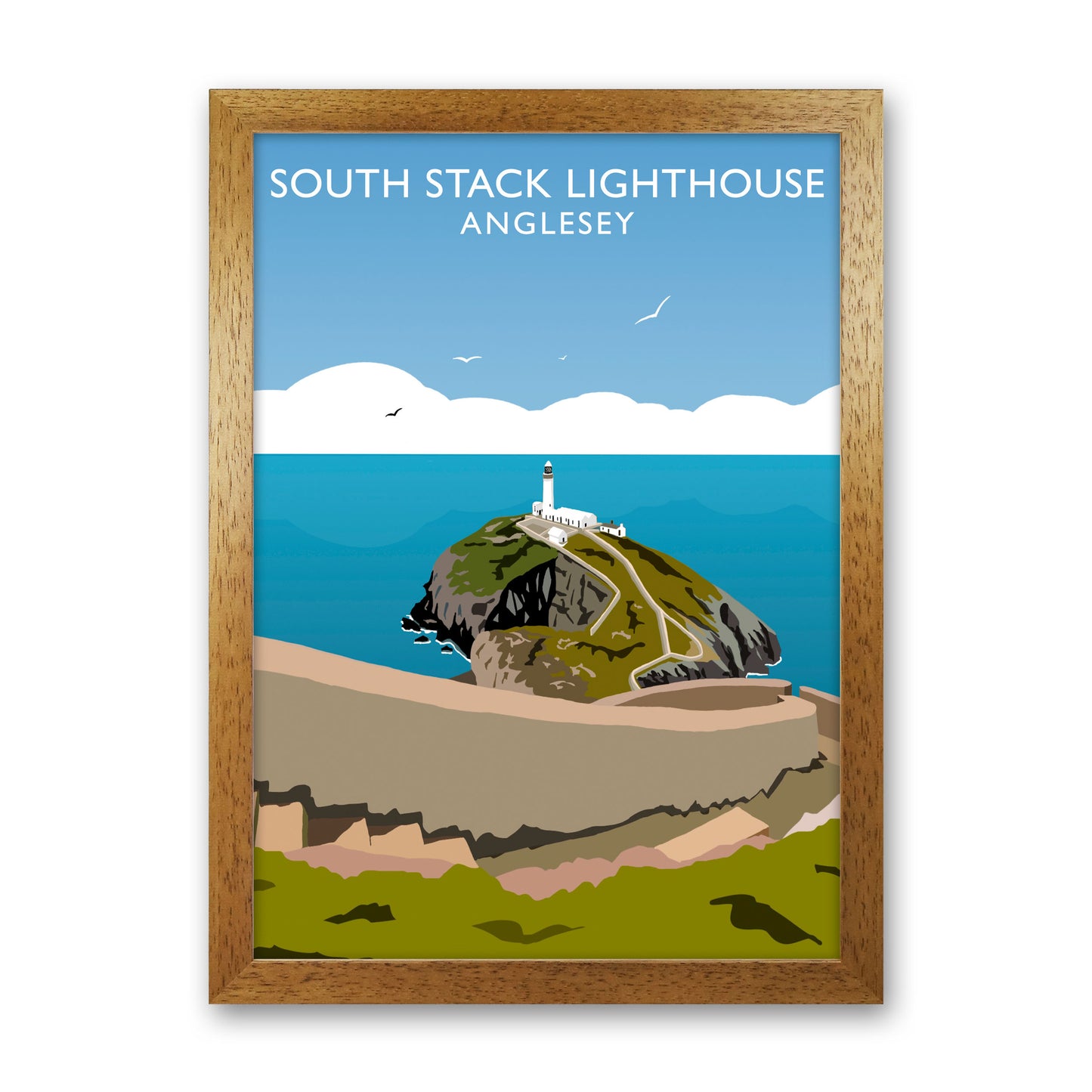 South Stack Lighthouse2 Portrait Anglesey Travel Art Print by Richard O'Neill Oak Grain