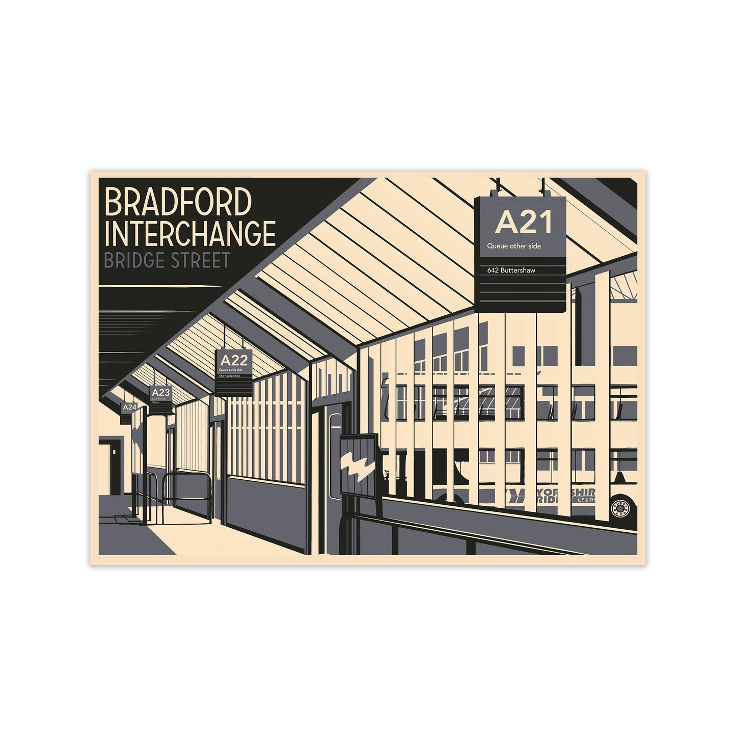 Bradford Interchange, Bridge Street Travel Art Print by Richard O'Neill