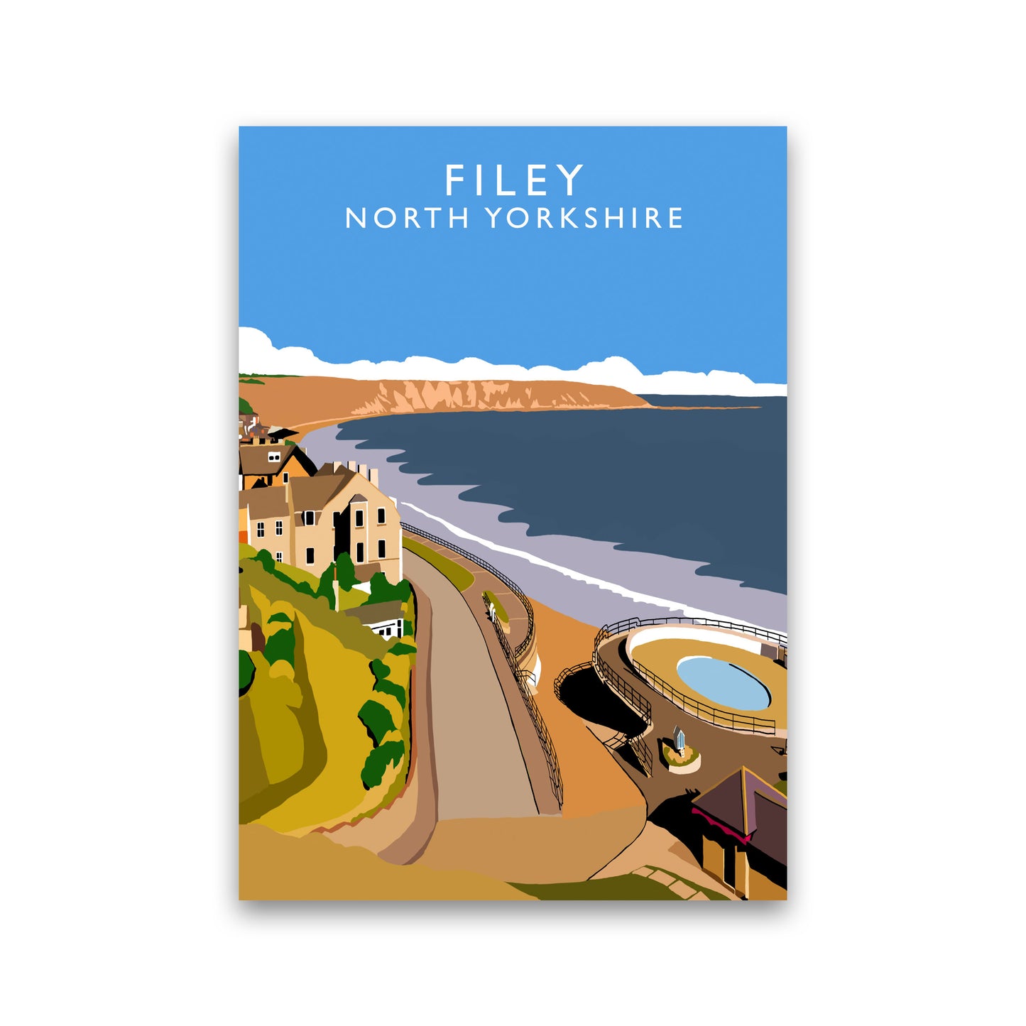 Filey North Yorkshire Framed Digital Art Print by Richard O'Neill