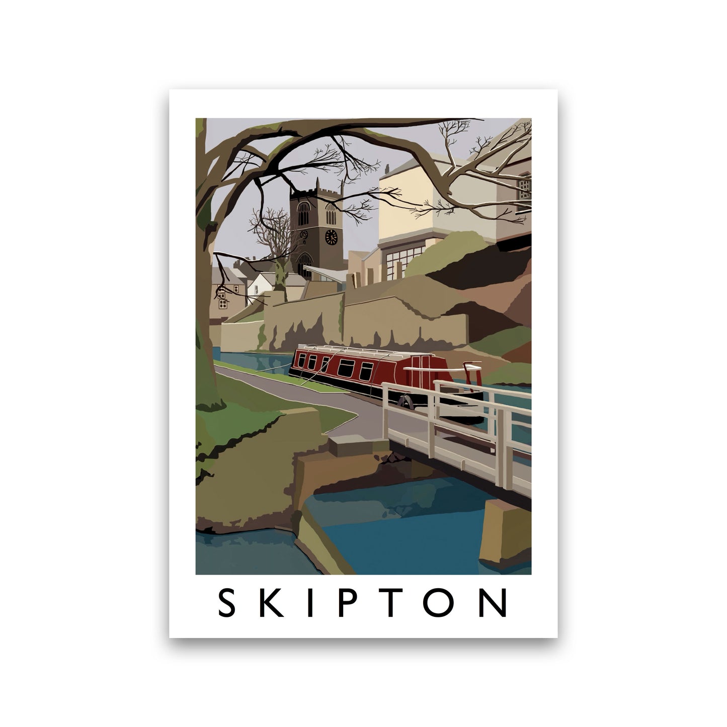 Skipton by Richard O'Neill Yorkshire Art Print, Vintage Travel Poster