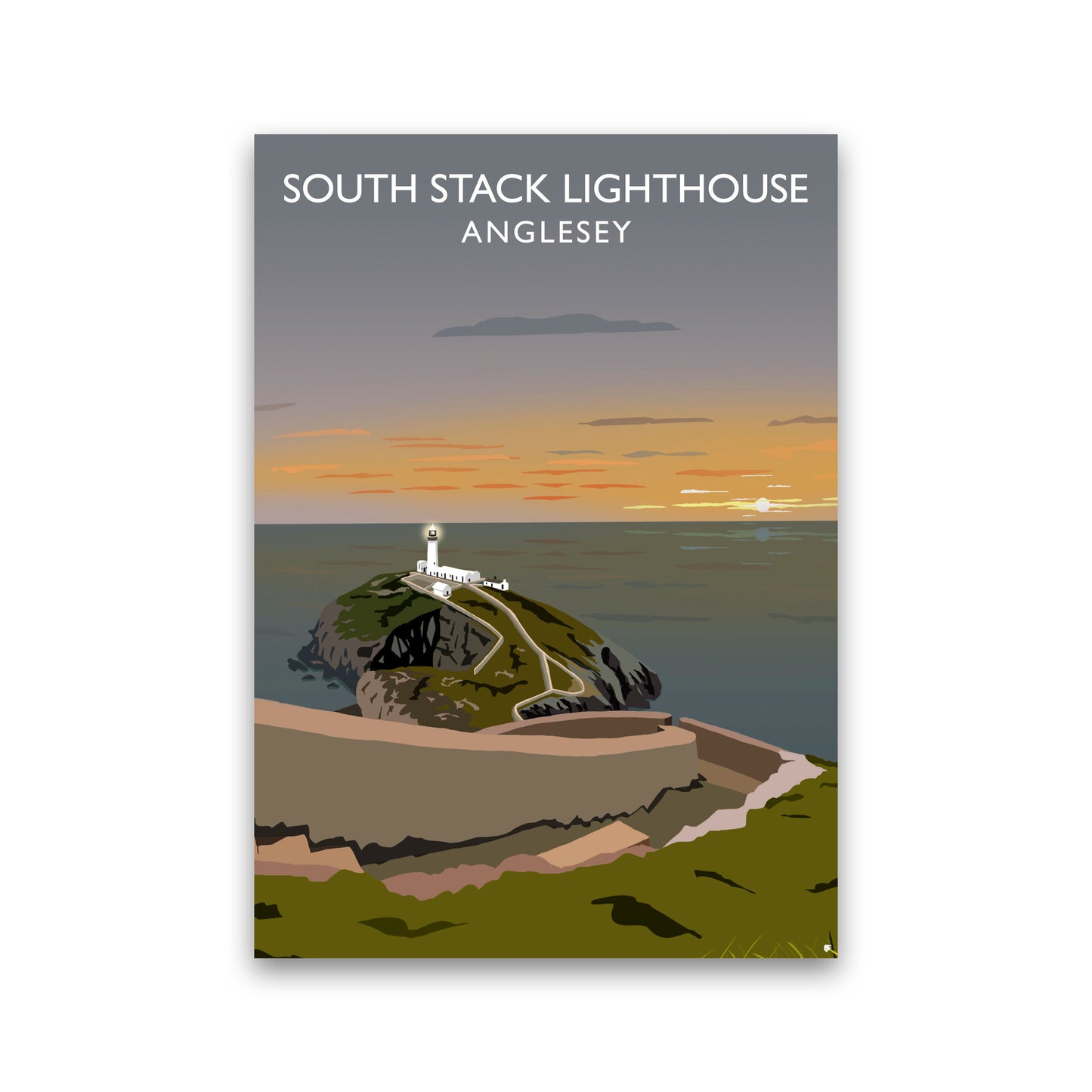 South Stack Lighthouse Anglesey Framed Digital Art Print by Richard O'Neill