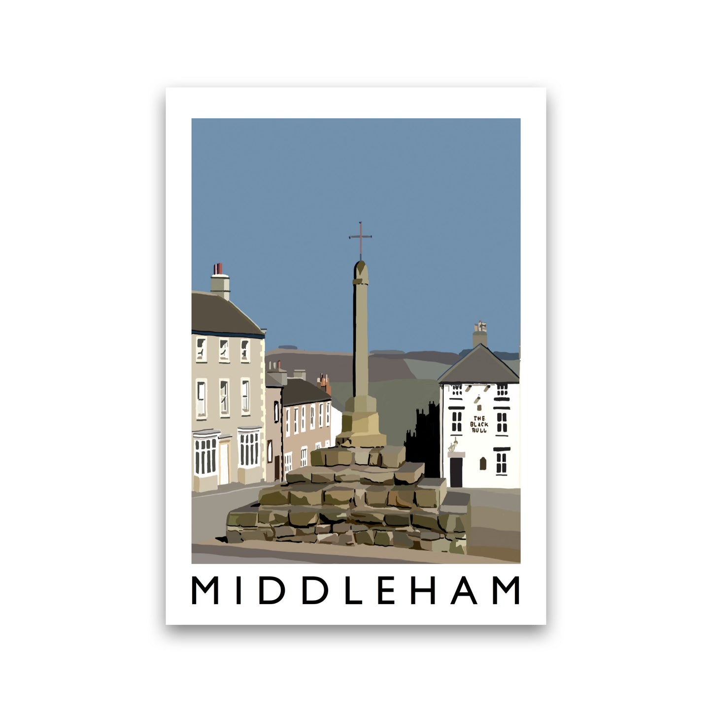 Middleham by Richard O'Neill Yorkshire Art Print, Vintage Travel Poster