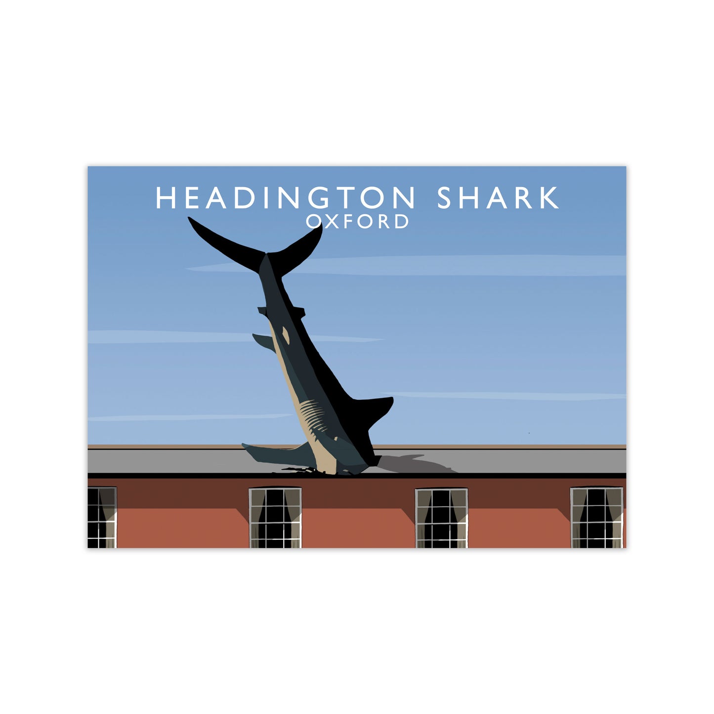 Headington Shark Oxford Travel Art Print by Richard O'Neill, Framed Wall Art