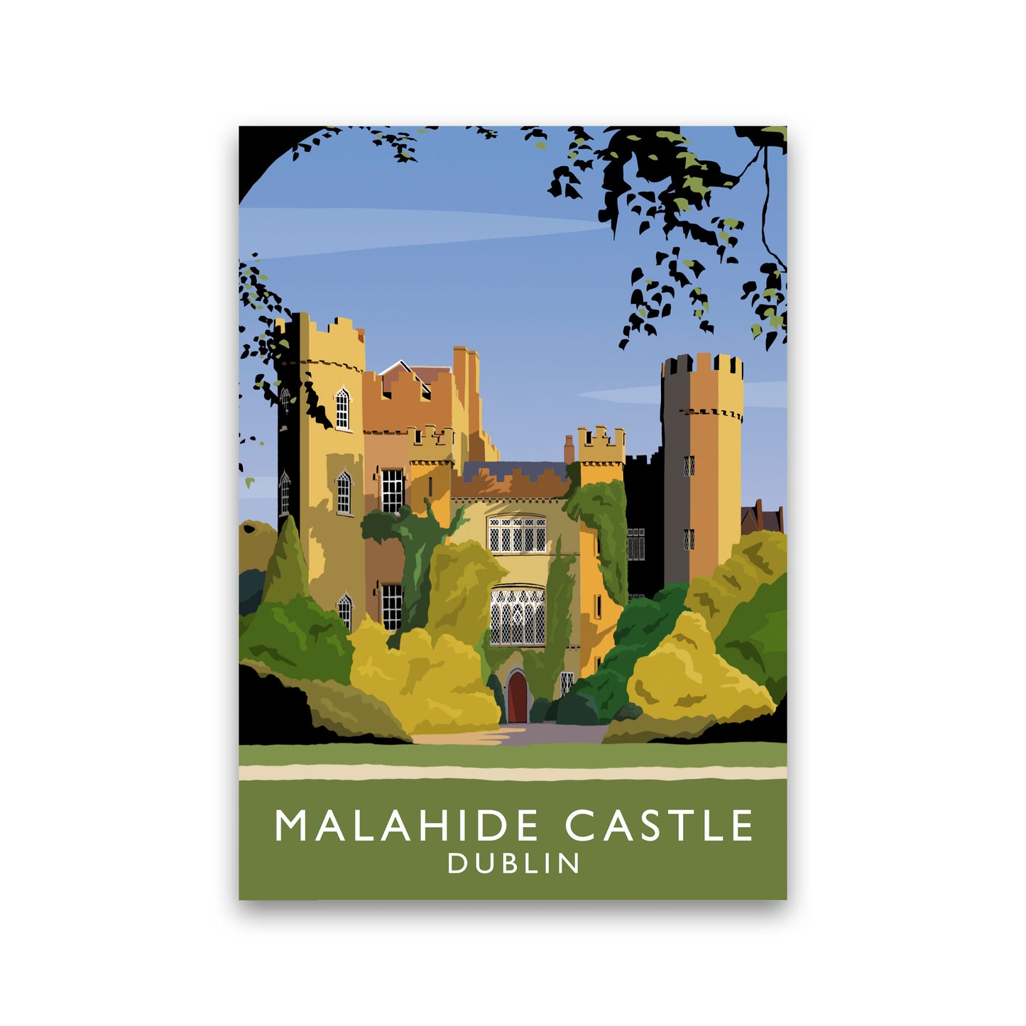 Malahide Castle Dublin Portrait Travel Art Print by Richard O'Neill, Framed Wall Art