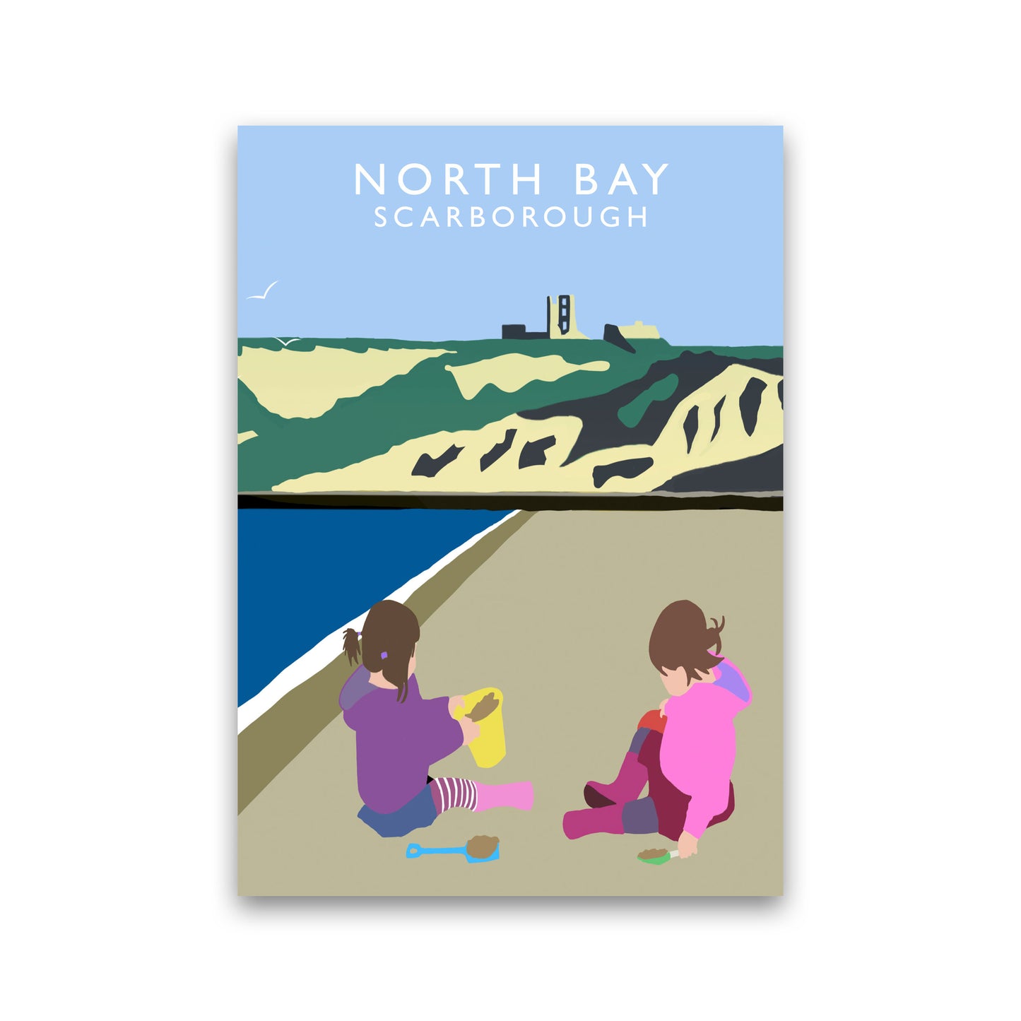 North Bay3 Portrait Scarborough Travel Art Print by Richard O'Neill, Framed Wall Art