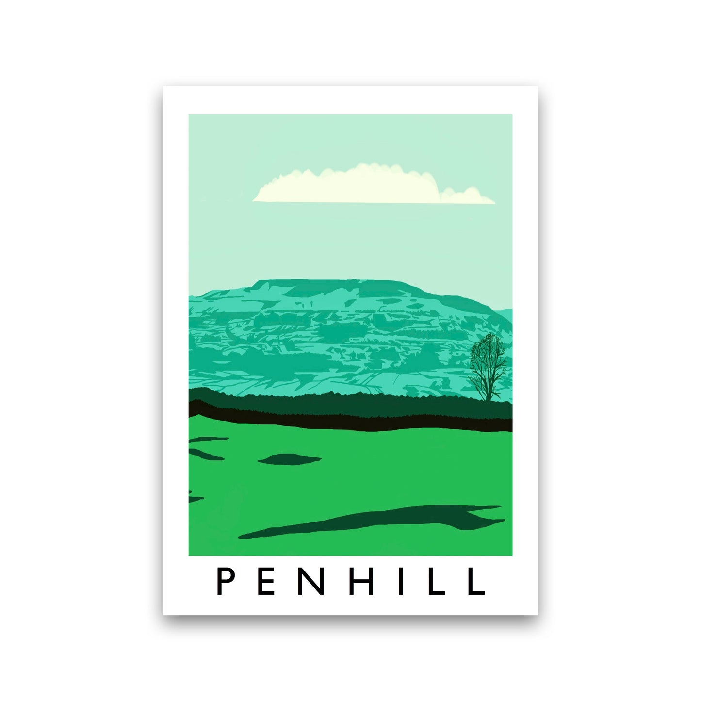 Penhill Digital Art Print by Richard O'Neill, Framed Wall Art