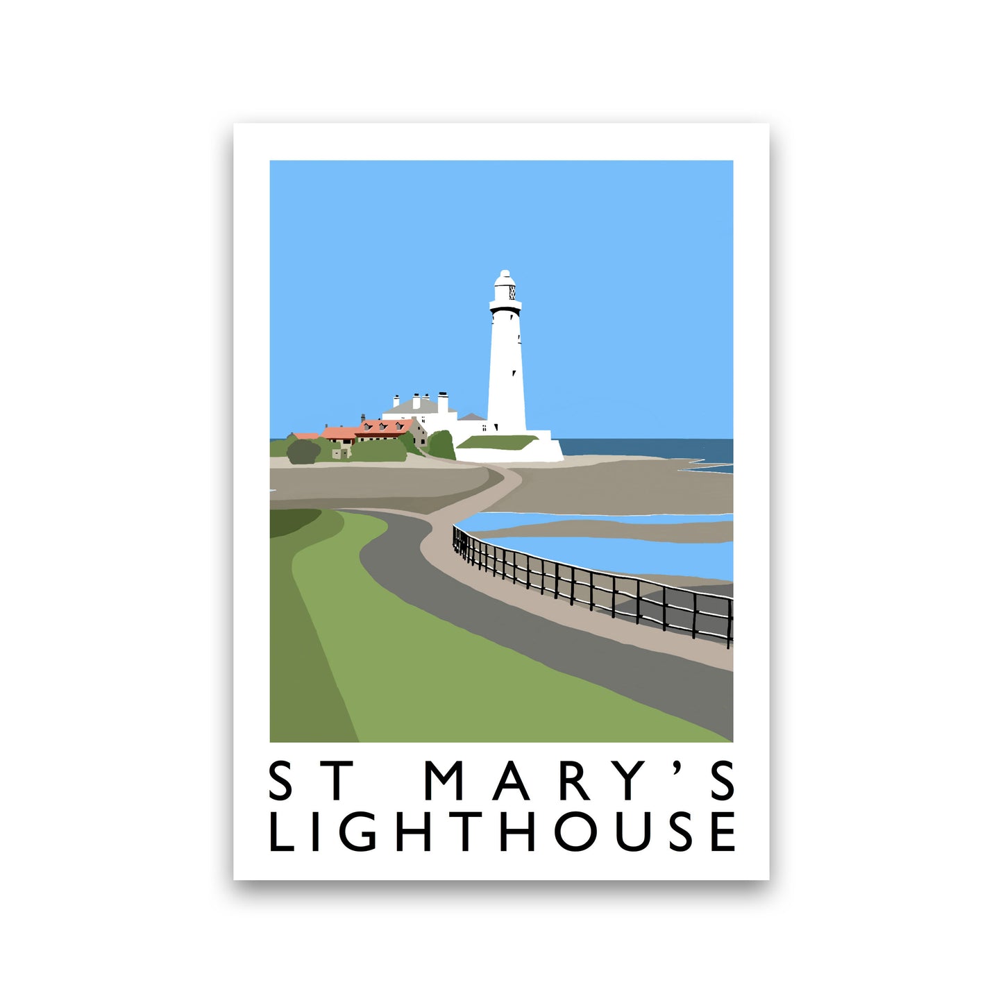 St Mary's Lighthouse Portrait Travel Art Print by Richard O'Neill