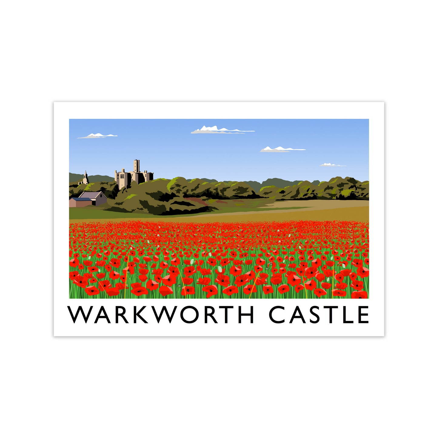 Warkworth Castle Travel Art Print by Richard O'Neill, Framed Wall Art