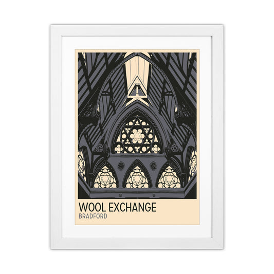 Wool Exchange, Bradford Travel Art Print by Richard O'Neill White Grain