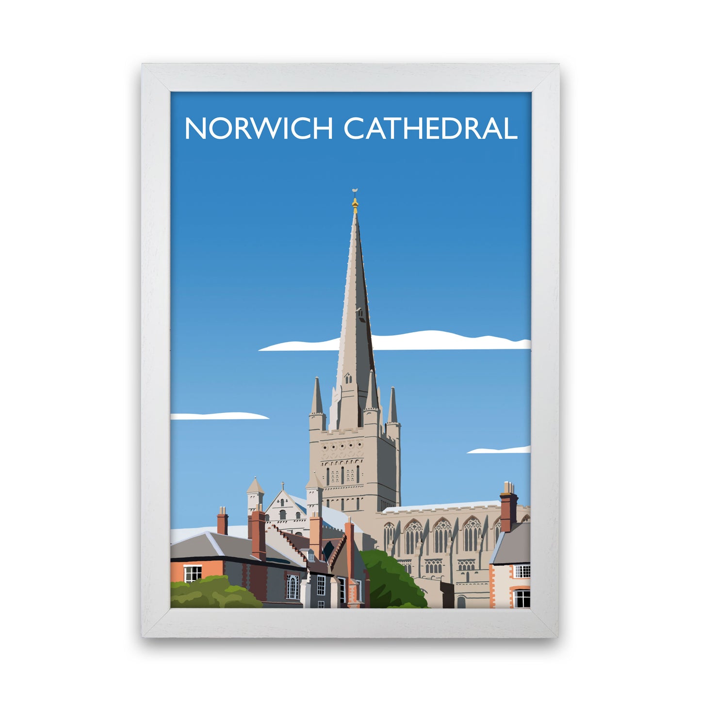 Norwich Cathedral Portrait Art Print by Richard O'Neill White Grain