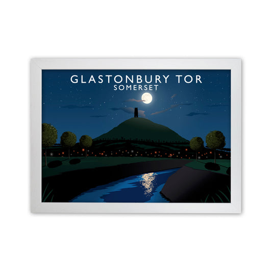 Glastonbury Tor Night by Richard O'Neill White Grain