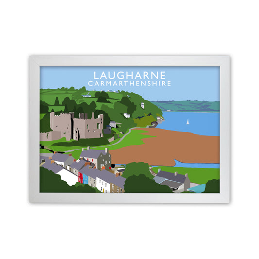Laugharne Art Print by Richard O'Neill, Framed Wall Art White Grain