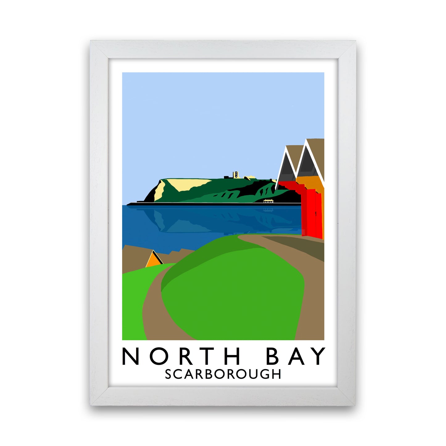 North Bay2 Portrait Scarborough Travel Art Print by Richard O'Neill, Framed Wall Art White Grain