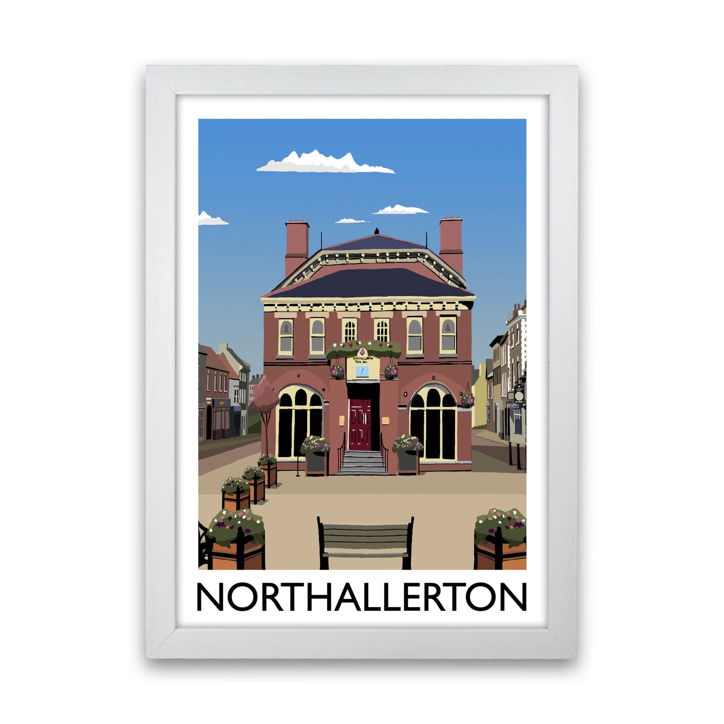 Northallerton2 Portrait Travel Art Print by Richard O'Neill, Framed Wall Art White Grain