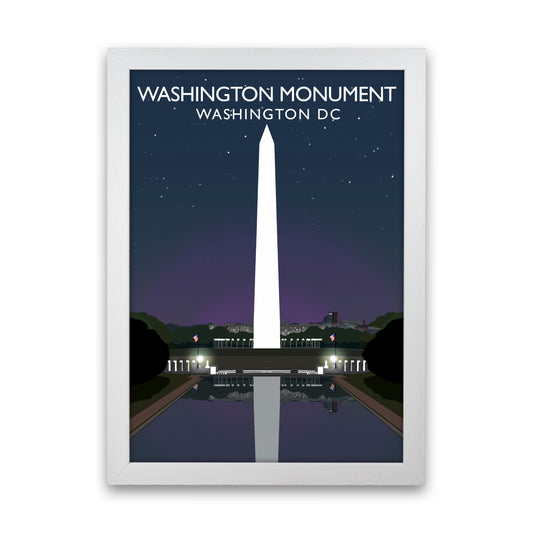 Washington DC Monument Night Travel Art Print by Richard O'Neill White Grain