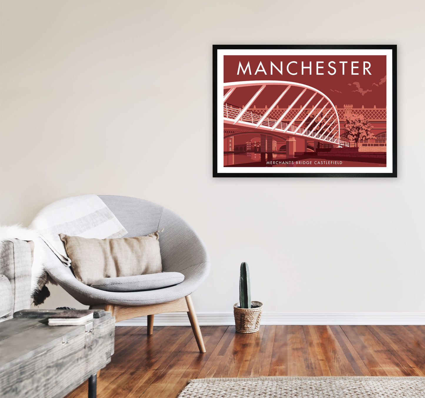 Manchester 5 by Stephen Millership A1 White Frame