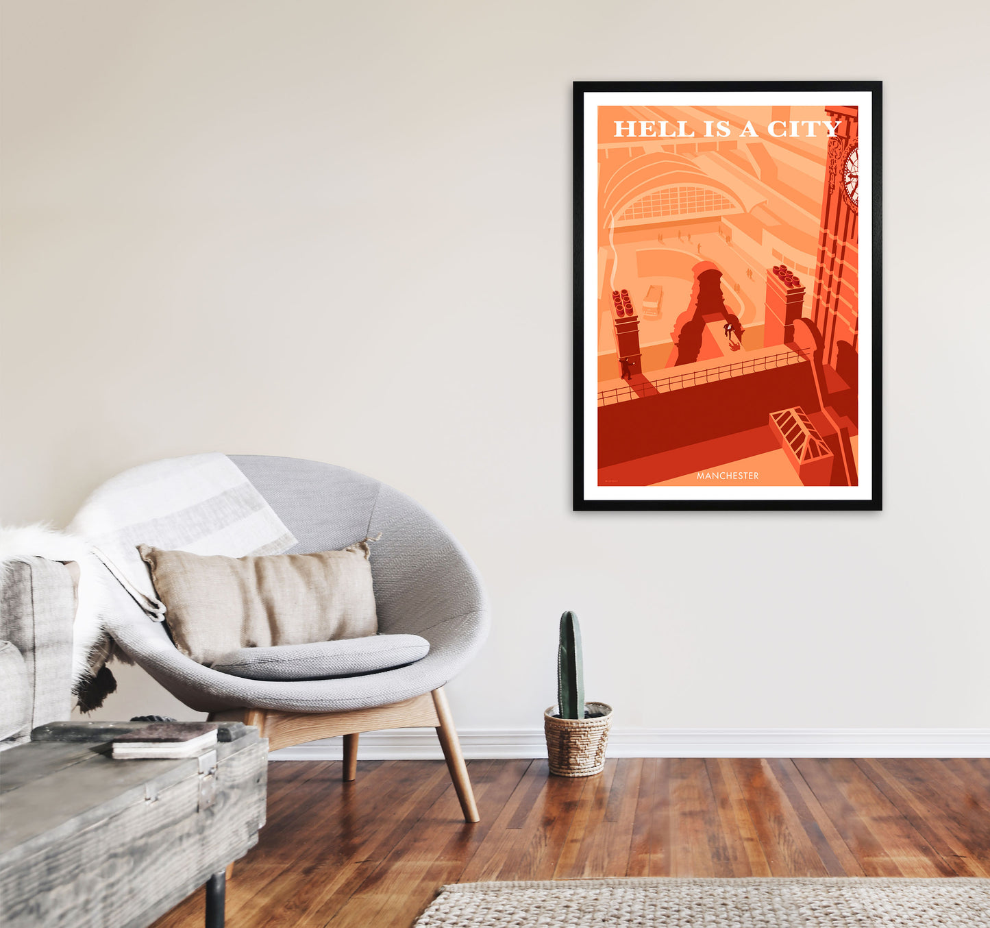 Manchester Art Print by Stephen Millership A1 White Frame