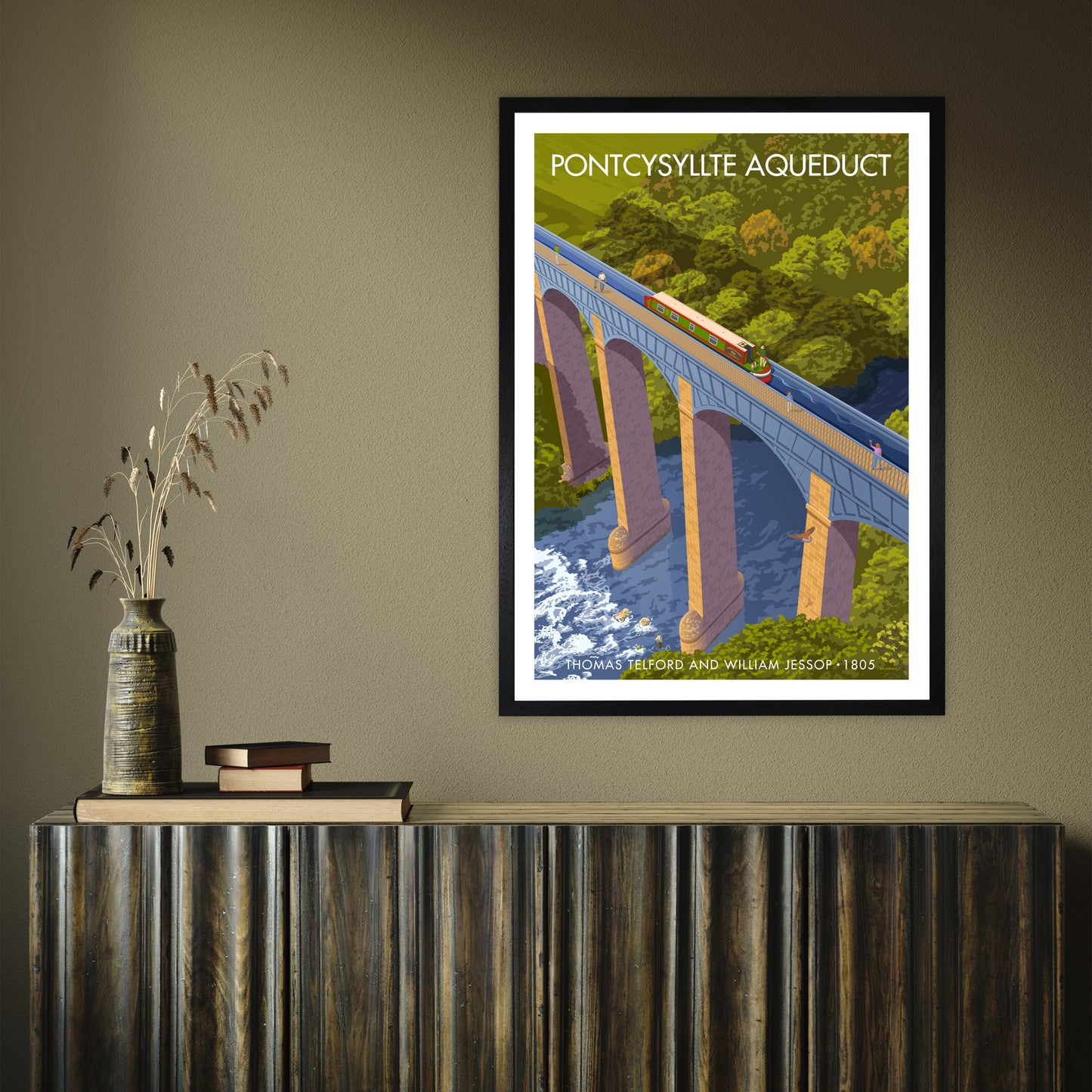 WALES PONTCYSYLLTE AQUEDUCT A3 by Stephen Millership A1 Black Frame