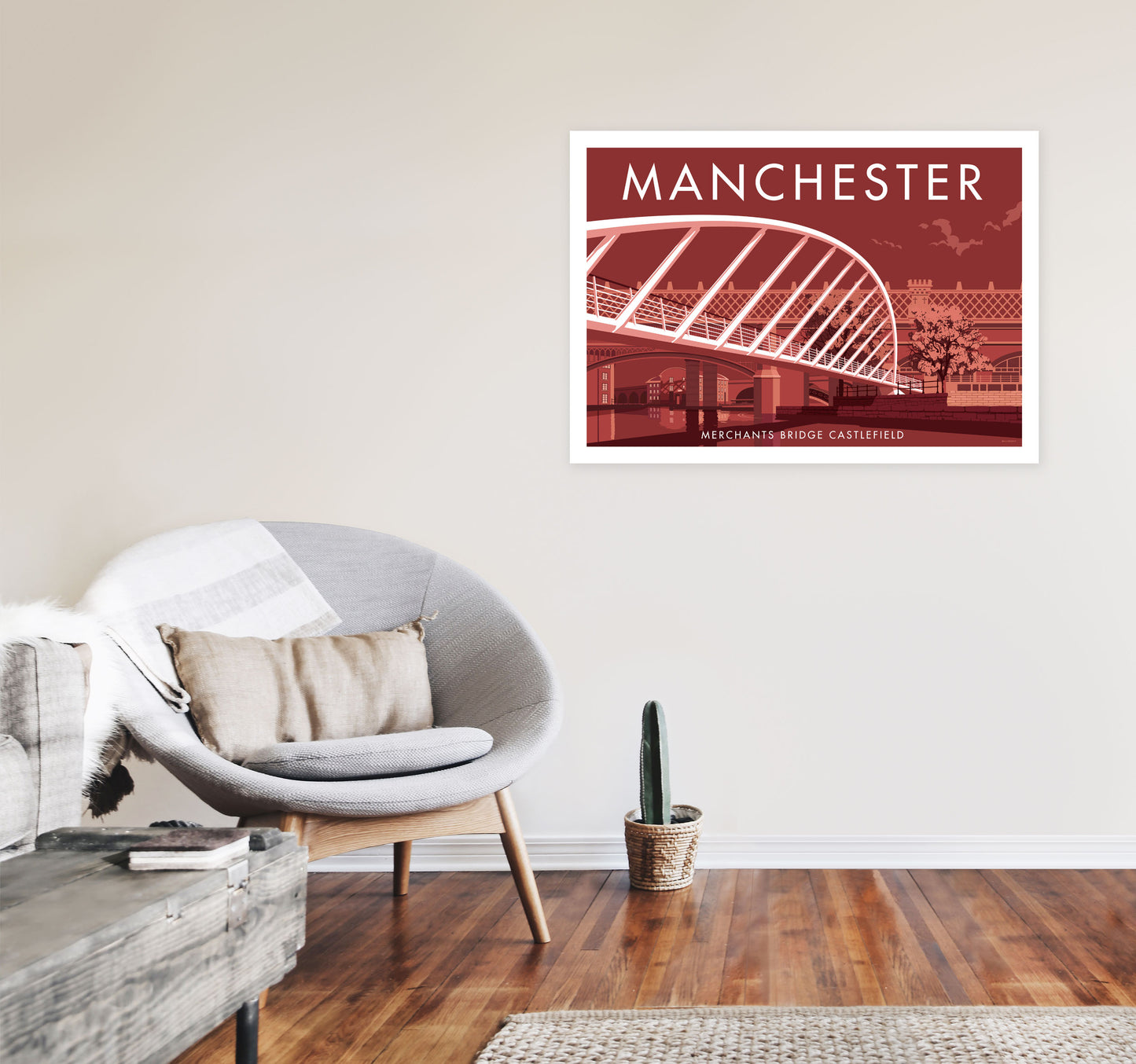 Manchester 5 by Stephen Millership A1 Black Frame