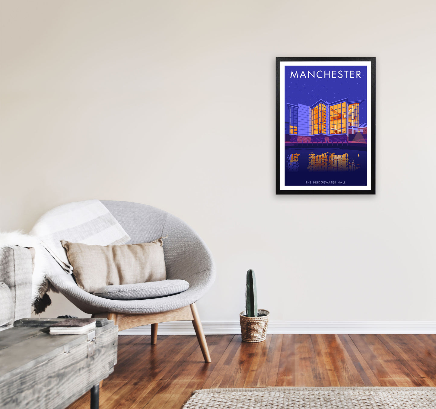 Manchester 4 by Stephen Millership A2 White Frame