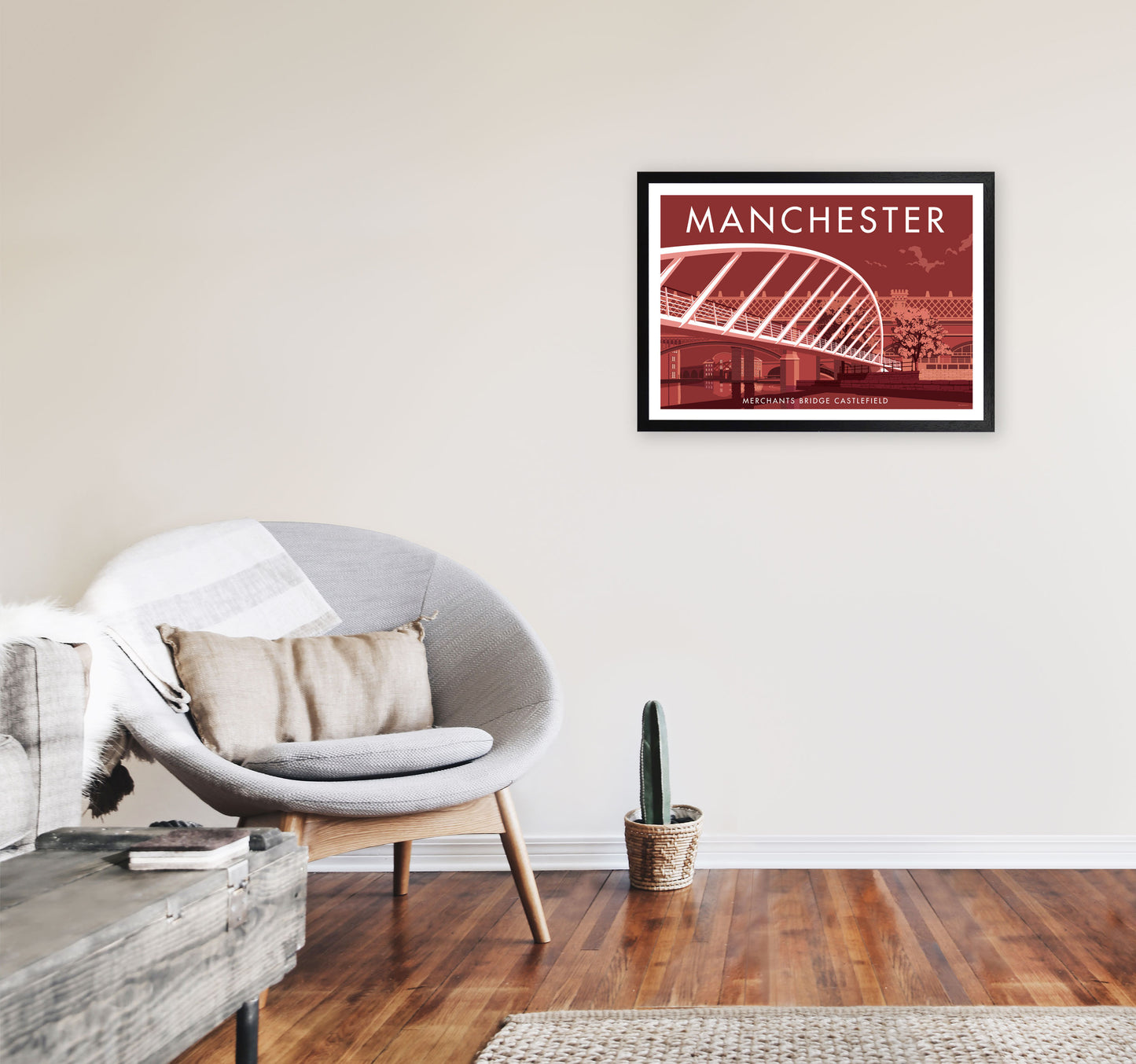 Manchester 5 by Stephen Millership A2 White Frame