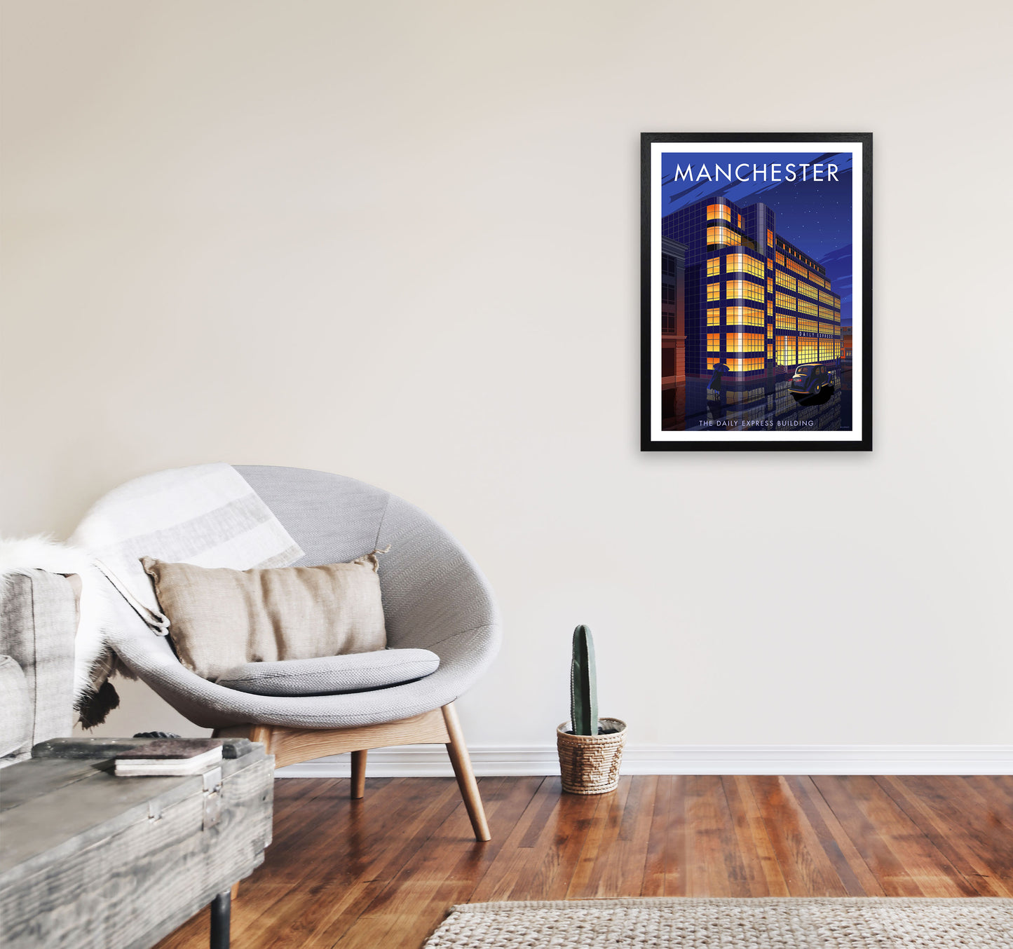Manchester 7 by Stephen Millership A2 White Frame