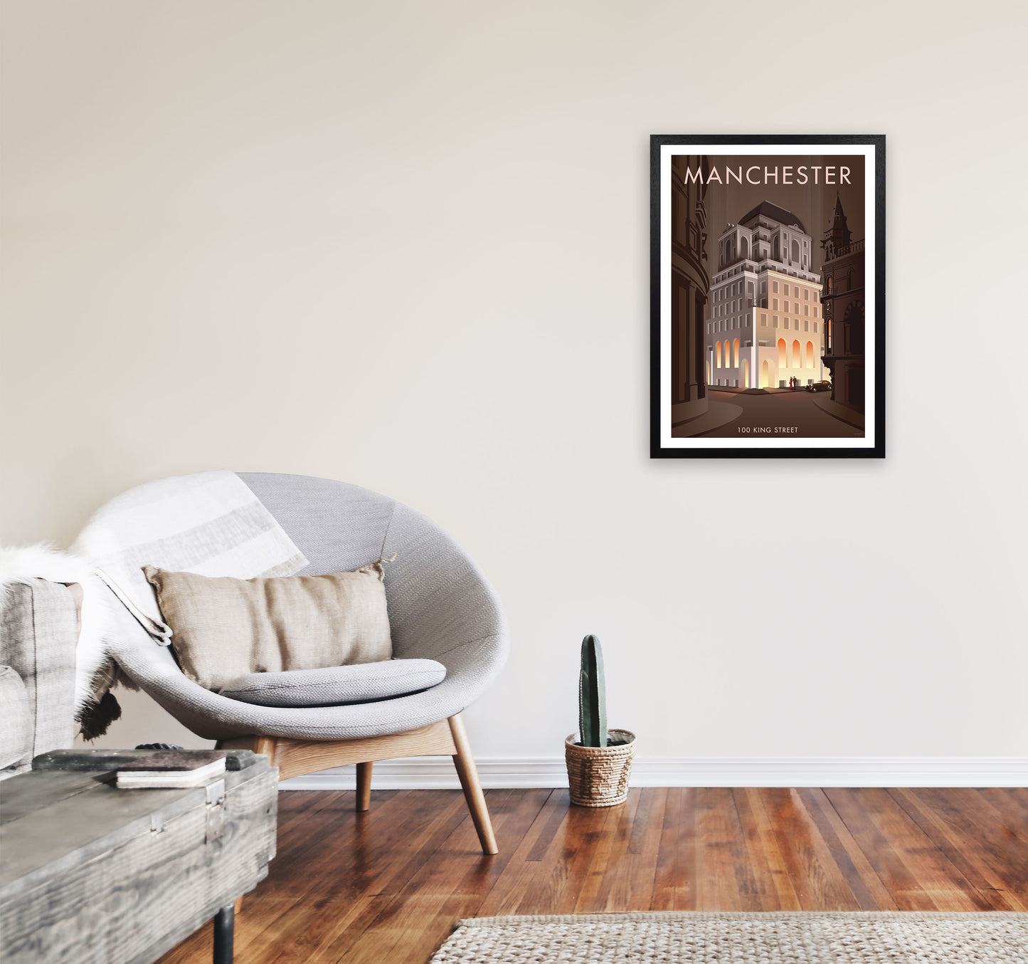 Manchester 9 by Stephen Millership A2 White Frame