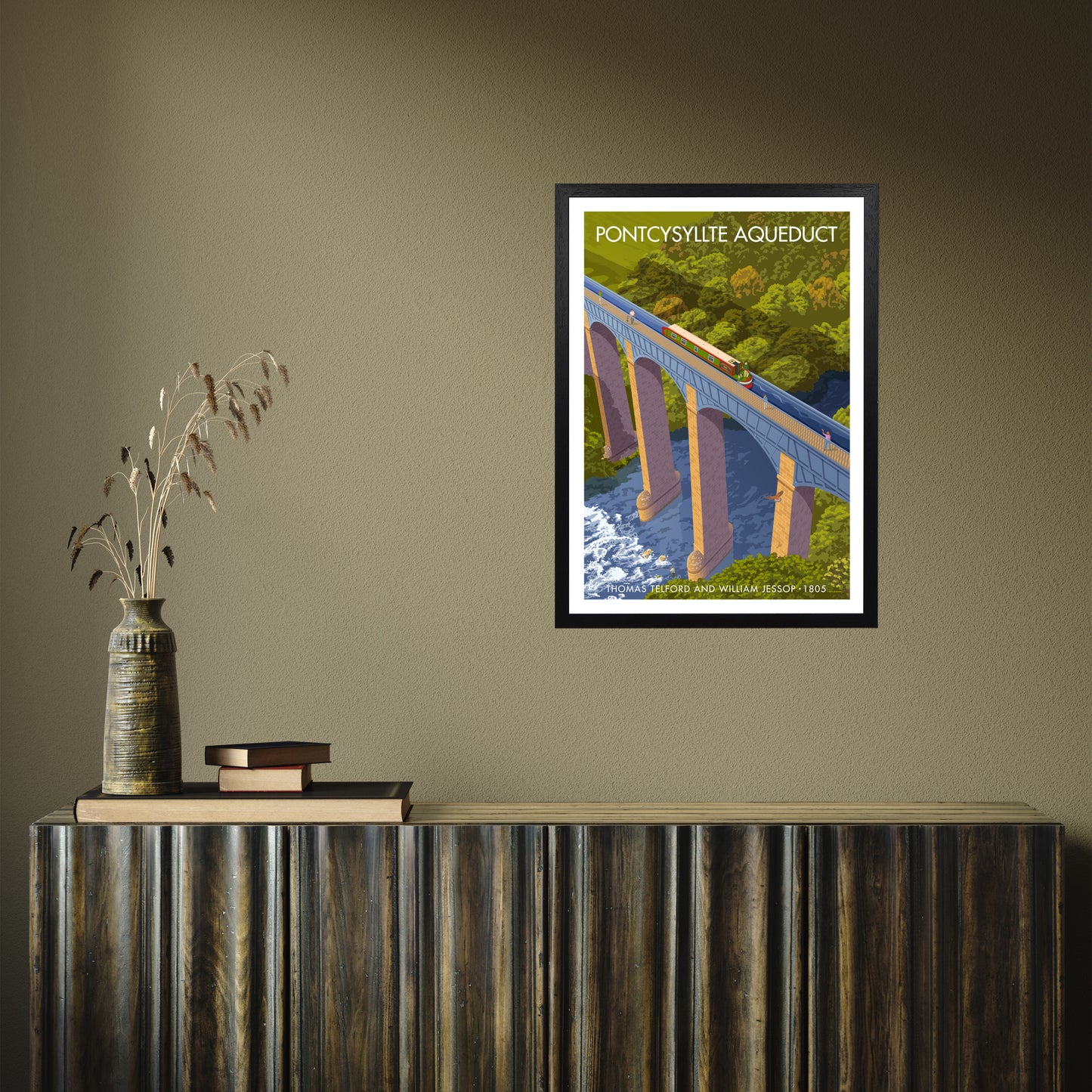 WALES PONTCYSYLLTE AQUEDUCT A3 by Stephen Millership A2 Black Frame