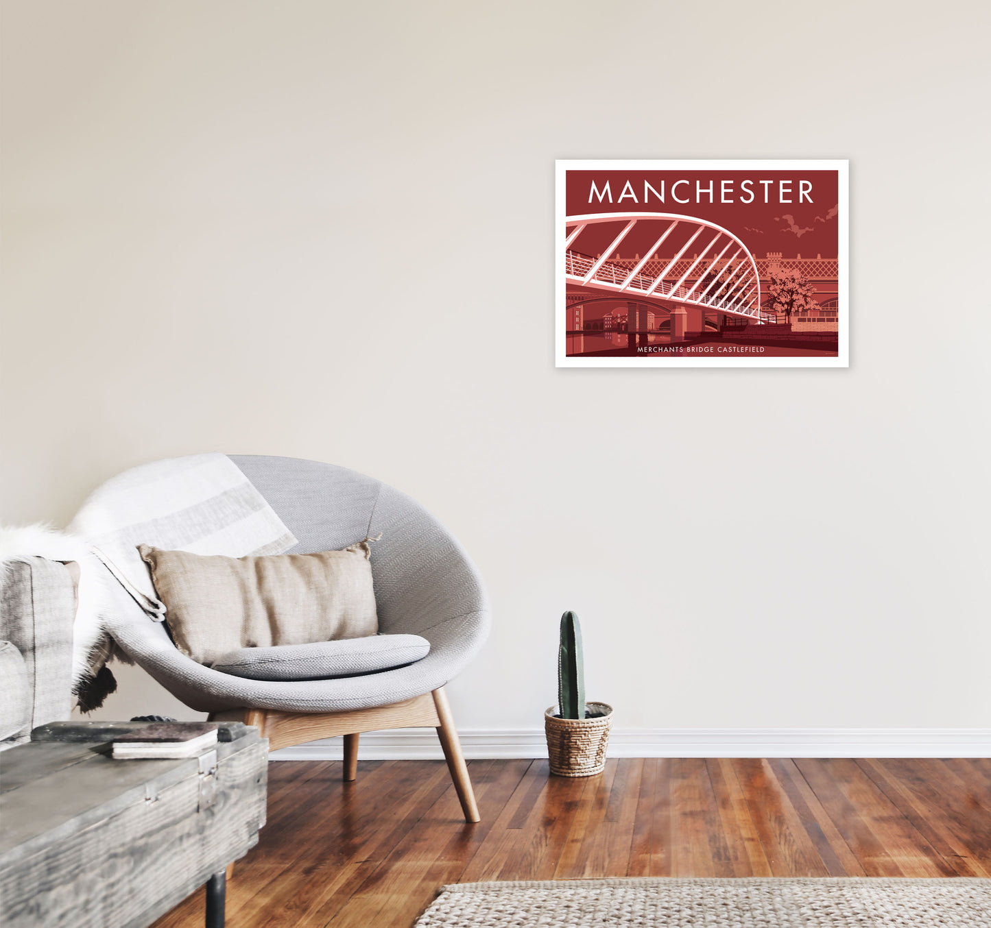 Manchester 5 by Stephen Millership A2 Black Frame