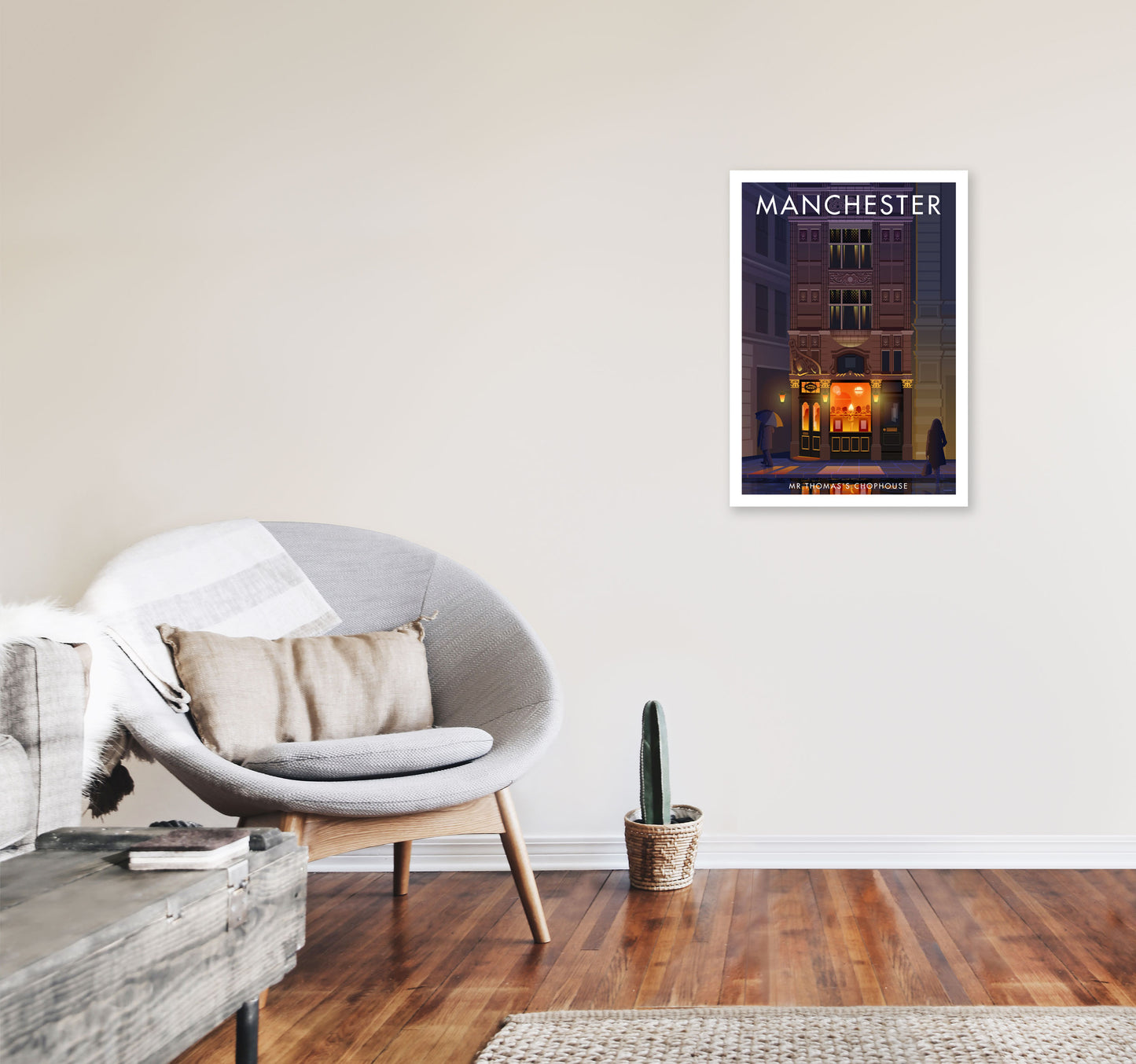 Mr Thomas's Chophouse Manchester Art Print by Stephen Millership A2 Black Frame