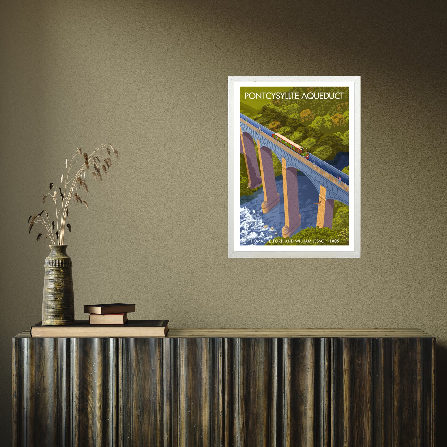 WALES PONTCYSYLLTE AQUEDUCT A3 by Stephen Millership A2 White Frame