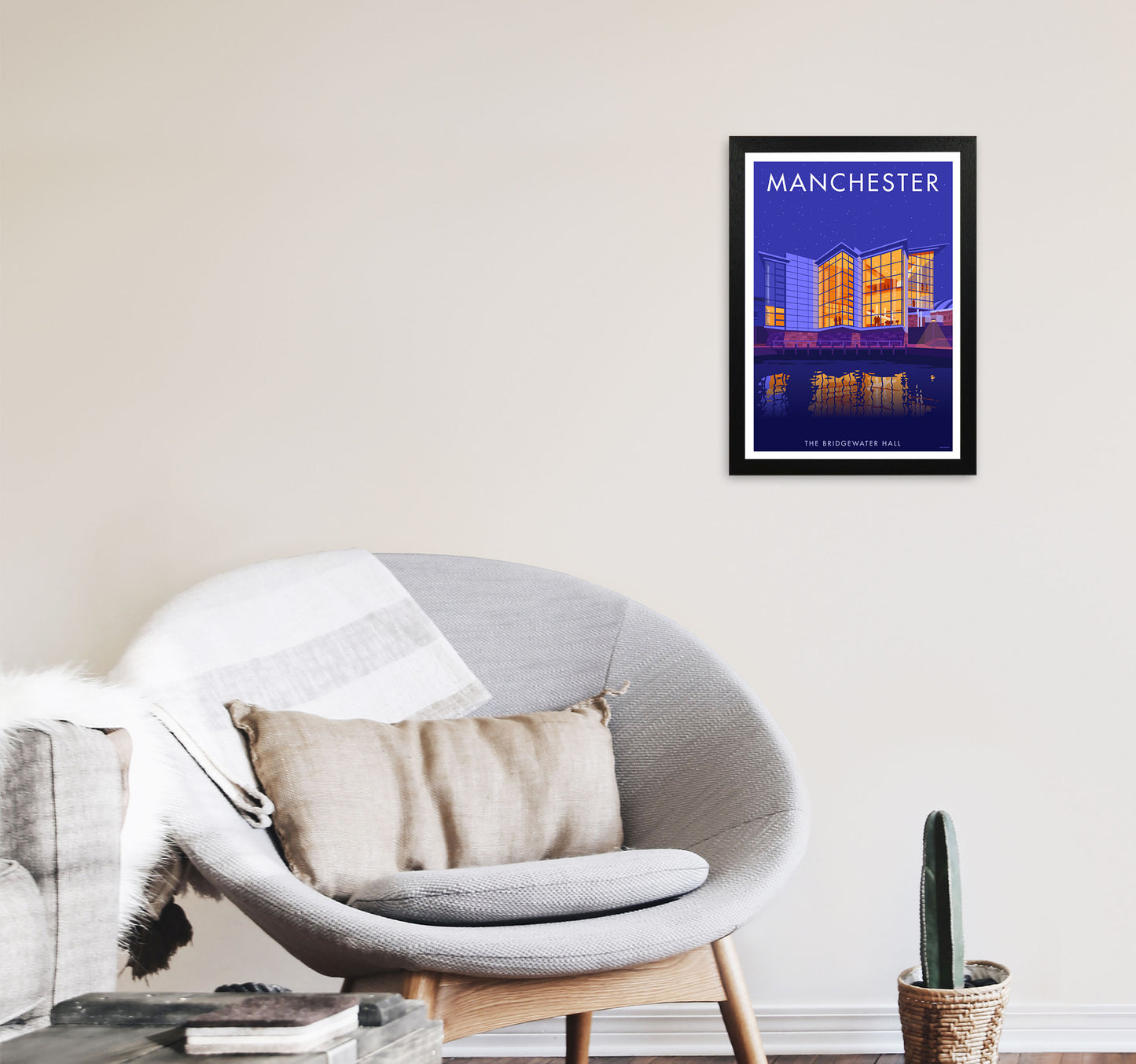 Manchester 4 by Stephen Millership A3 White Frame
