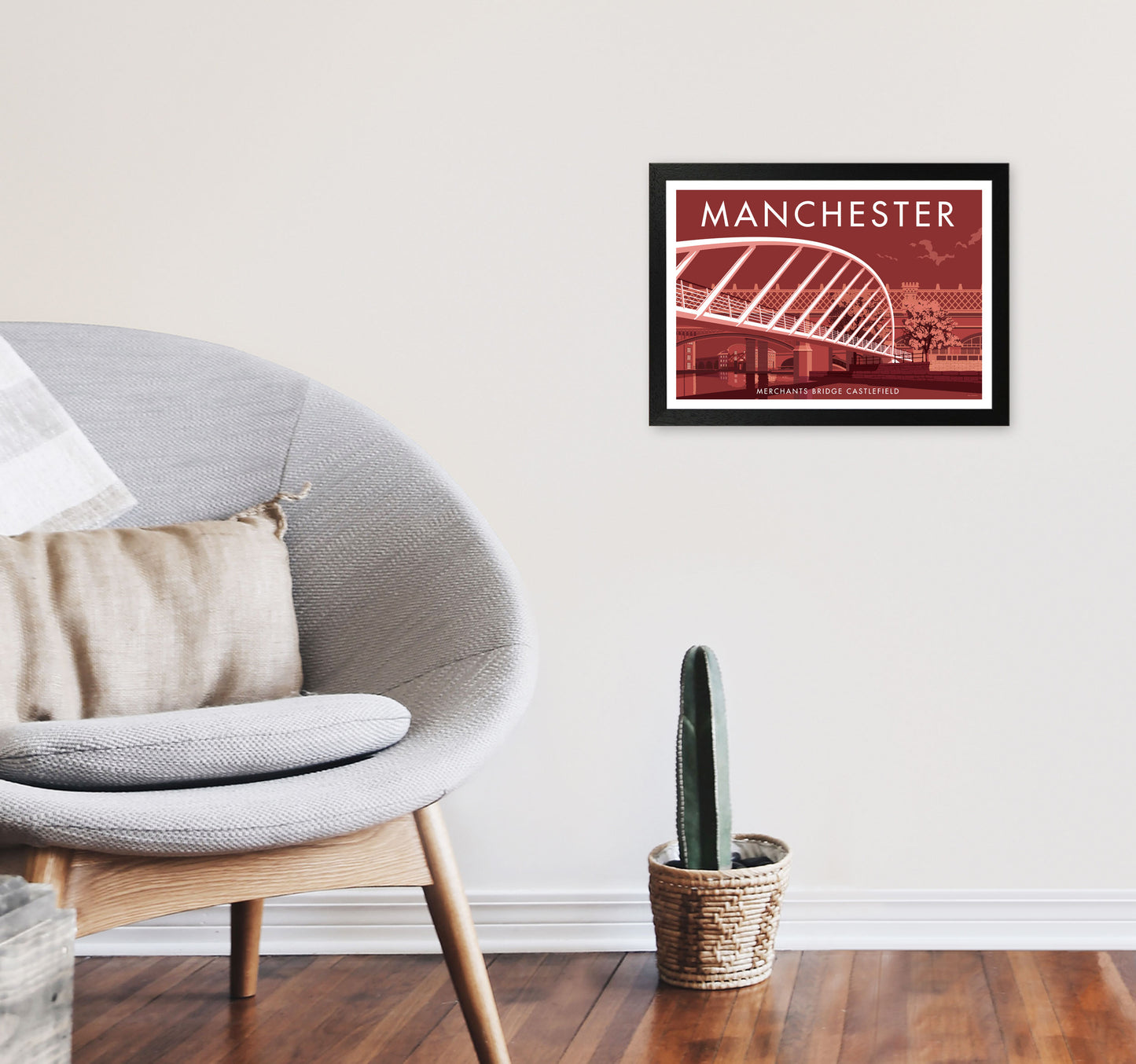 Manchester 5 by Stephen Millership A3 White Frame