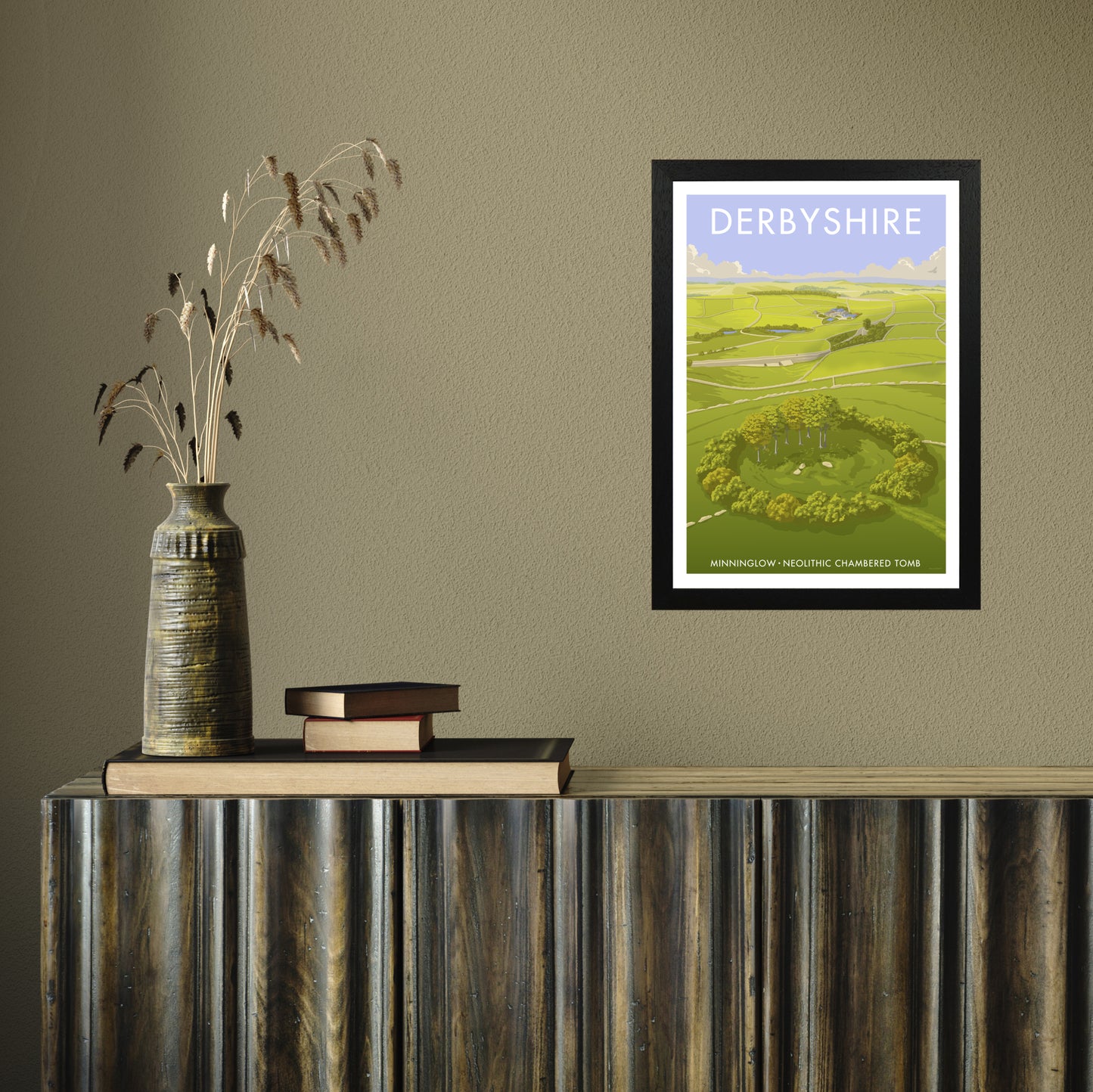 DERBYSHIRE MINNINGLOW A3 by Stephen Millership A3 Black Frame