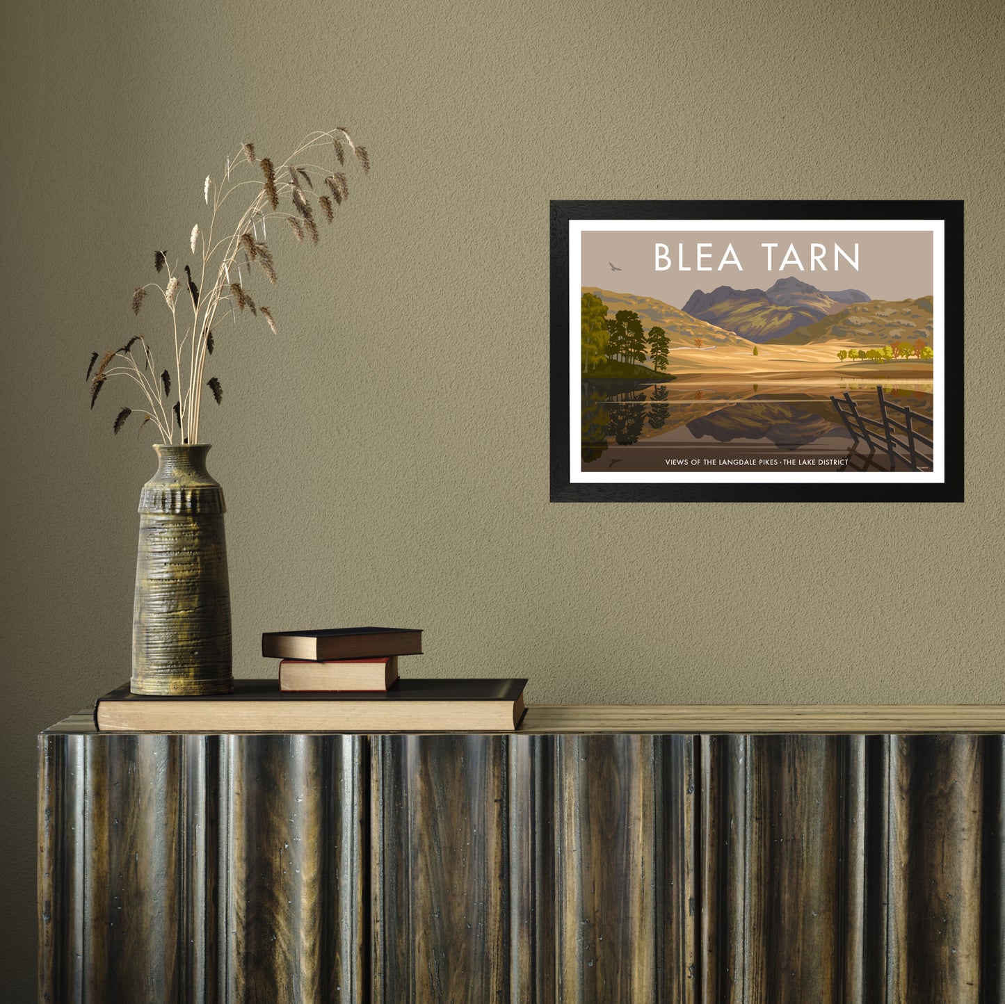 THE LAKES BLEA TARN A3 by Stephen Millership A3 Black Frame