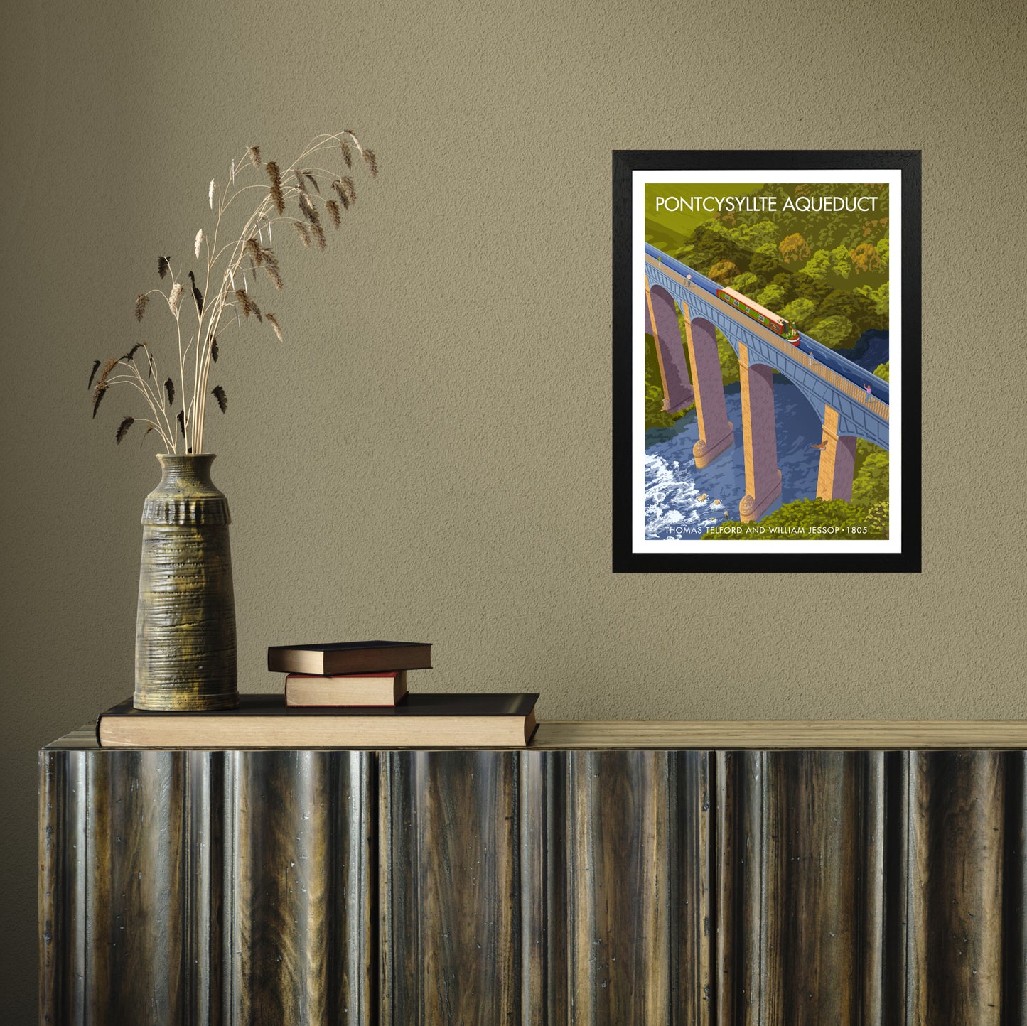 WALES PONTCYSYLLTE AQUEDUCT A3 by Stephen Millership A3 Black Frame