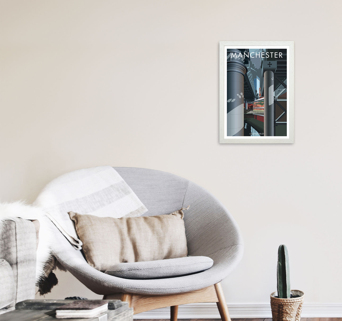 Manchester 2 by Stephen Millership A3 Oak Frame