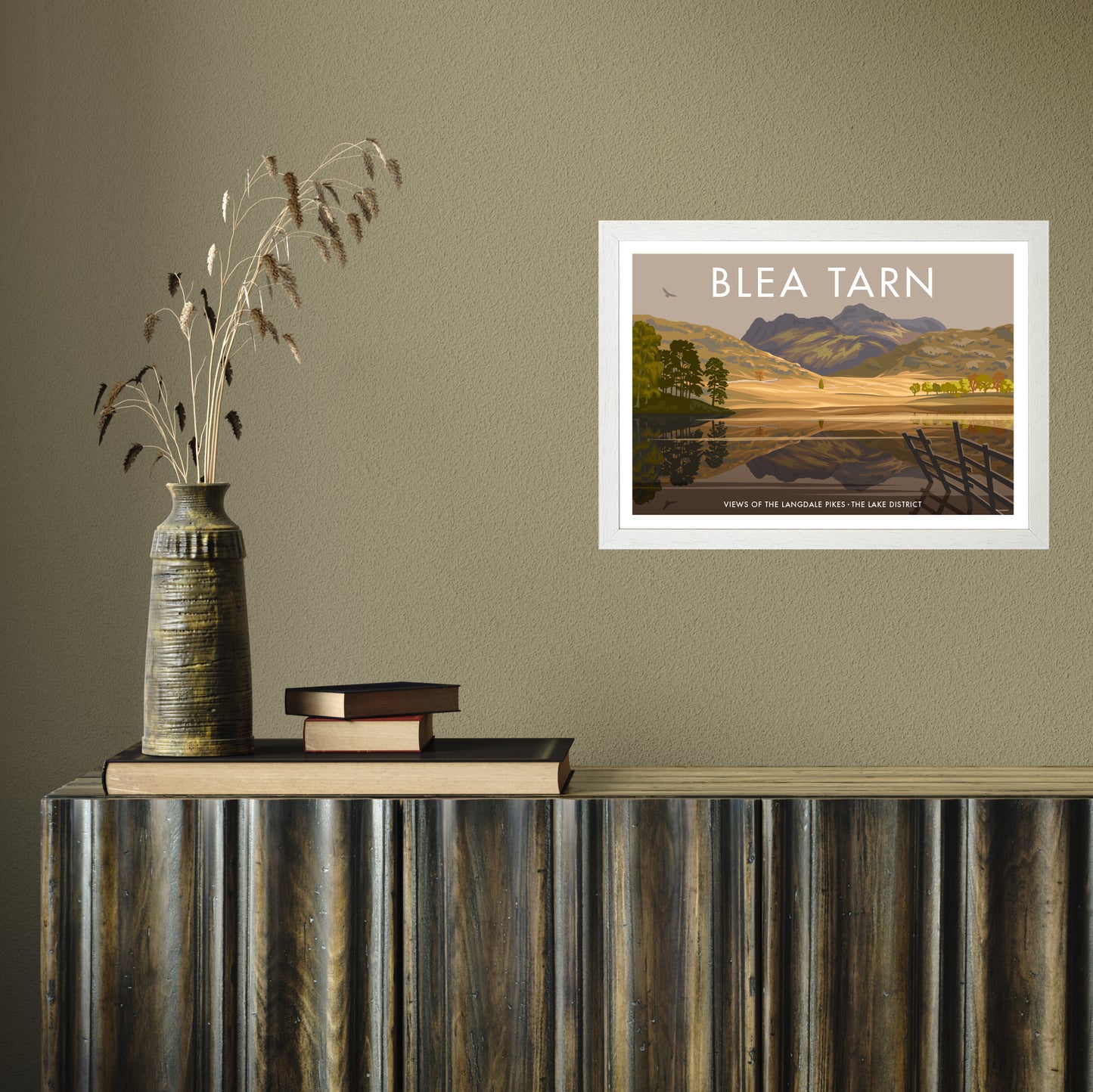 THE LAKES BLEA TARN A3 by Stephen Millership A3 White Frame