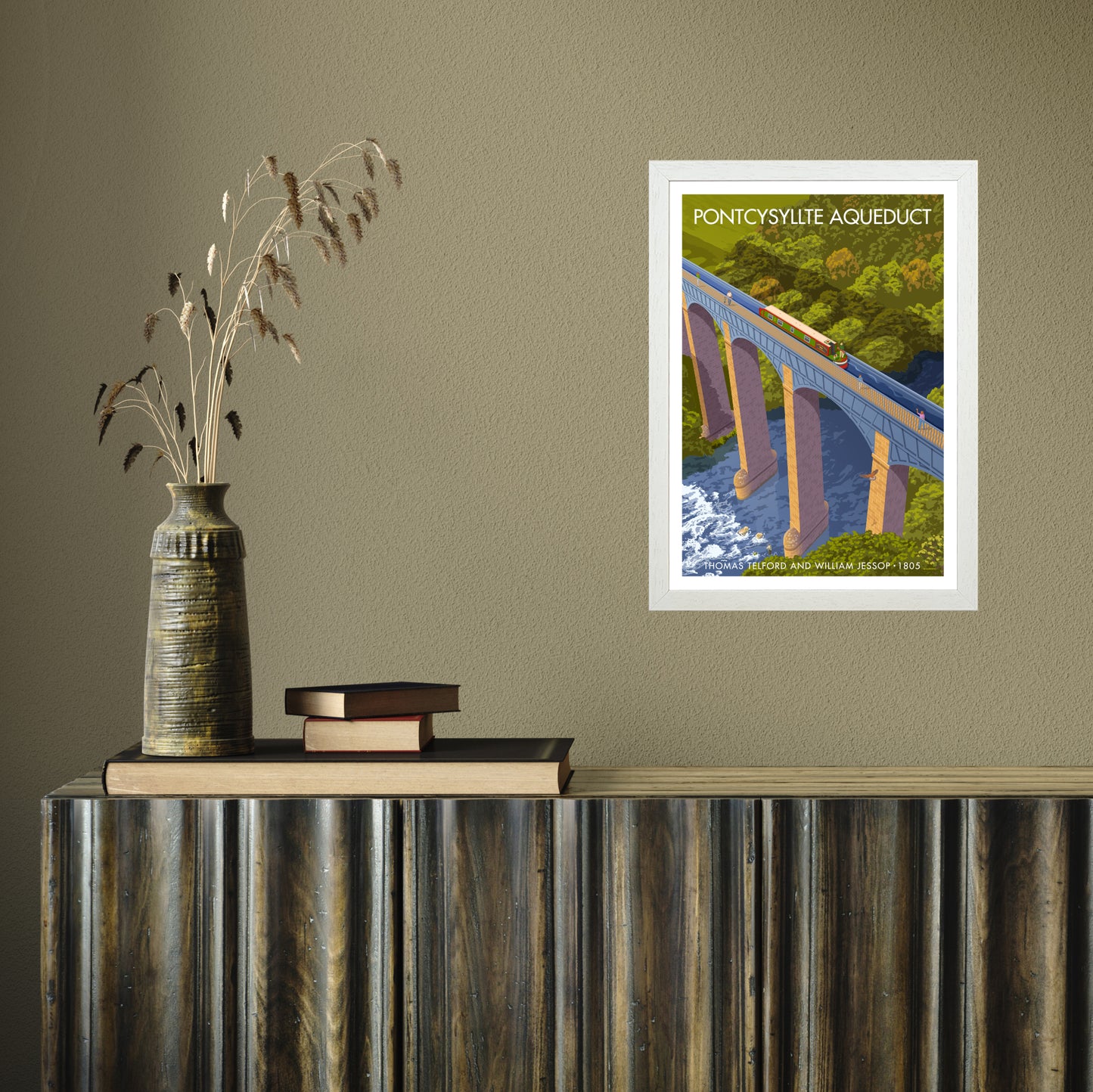 WALES PONTCYSYLLTE AQUEDUCT A3 by Stephen Millership A3 White Frame