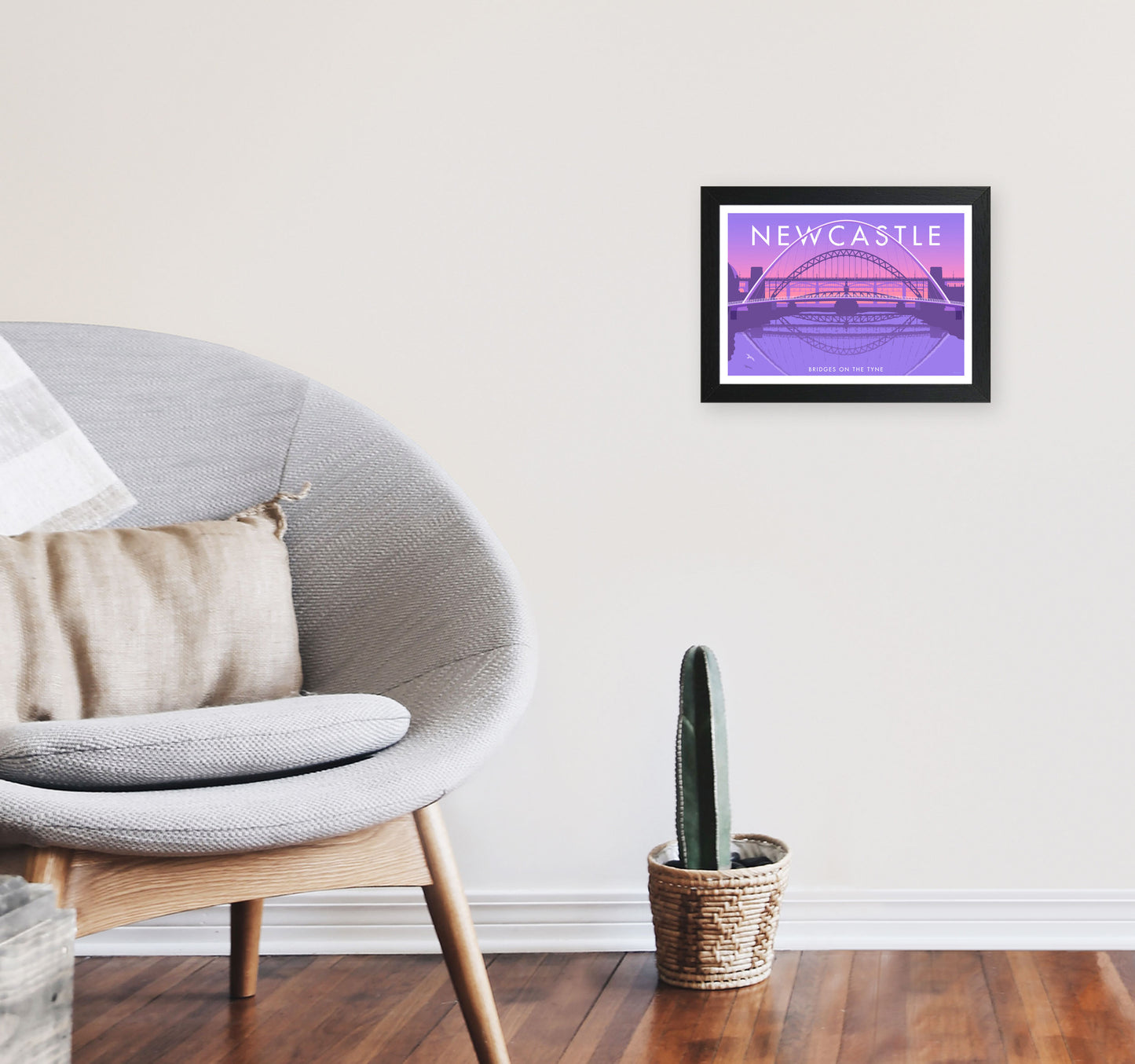 Bridges On The Tyne Newcastle Art Print by Stephen Millership A4 White Frame