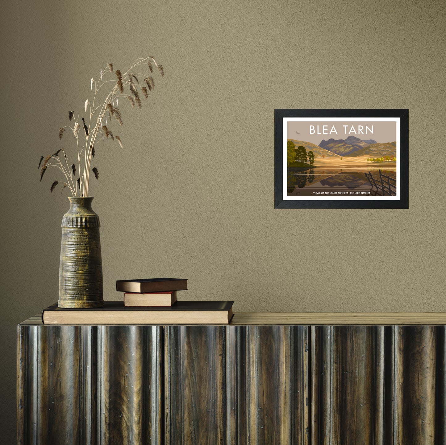 THE LAKES BLEA TARN A3 by Stephen Millership A4 Black Frame