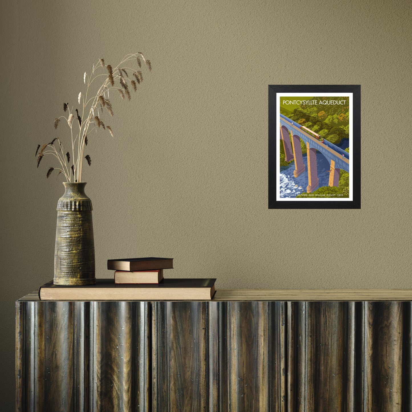 WALES PONTCYSYLLTE AQUEDUCT A3 by Stephen Millership A4 Black Frame