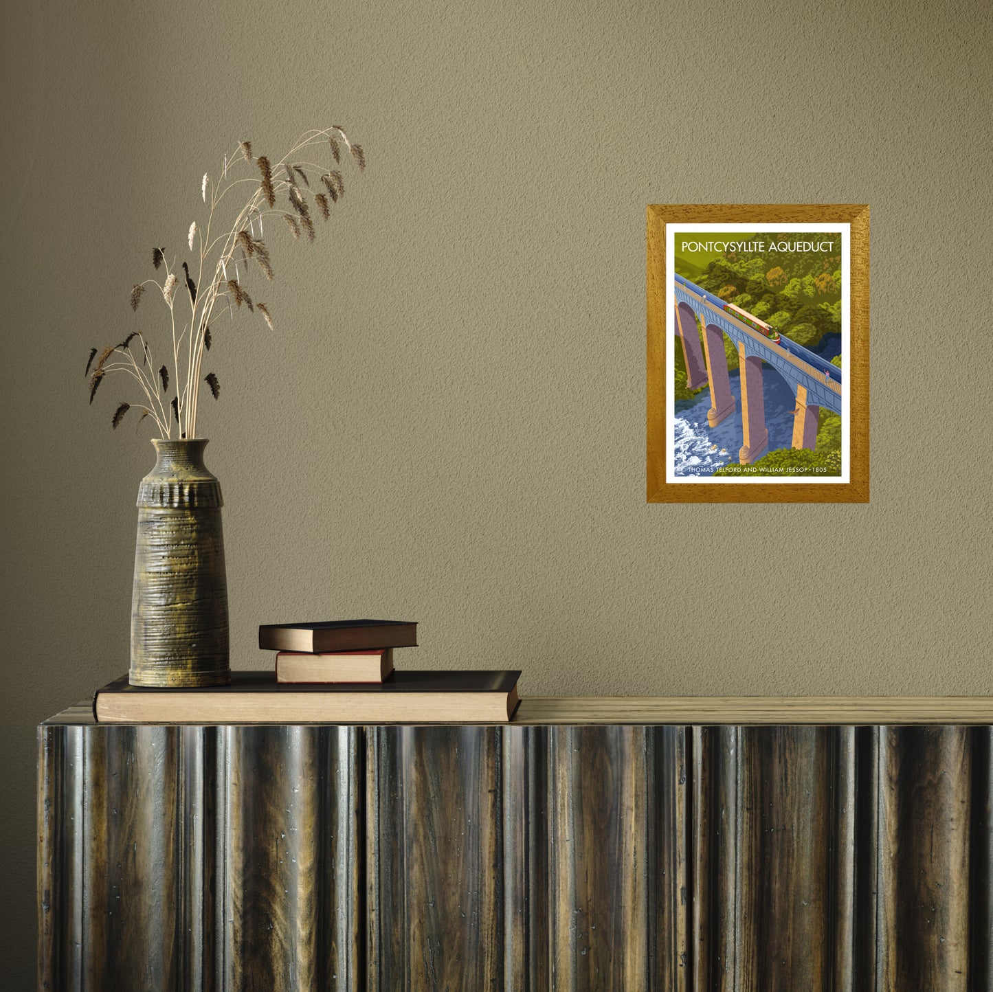 WALES PONTCYSYLLTE AQUEDUCT A3 by Stephen Millership A4 Oak Frame