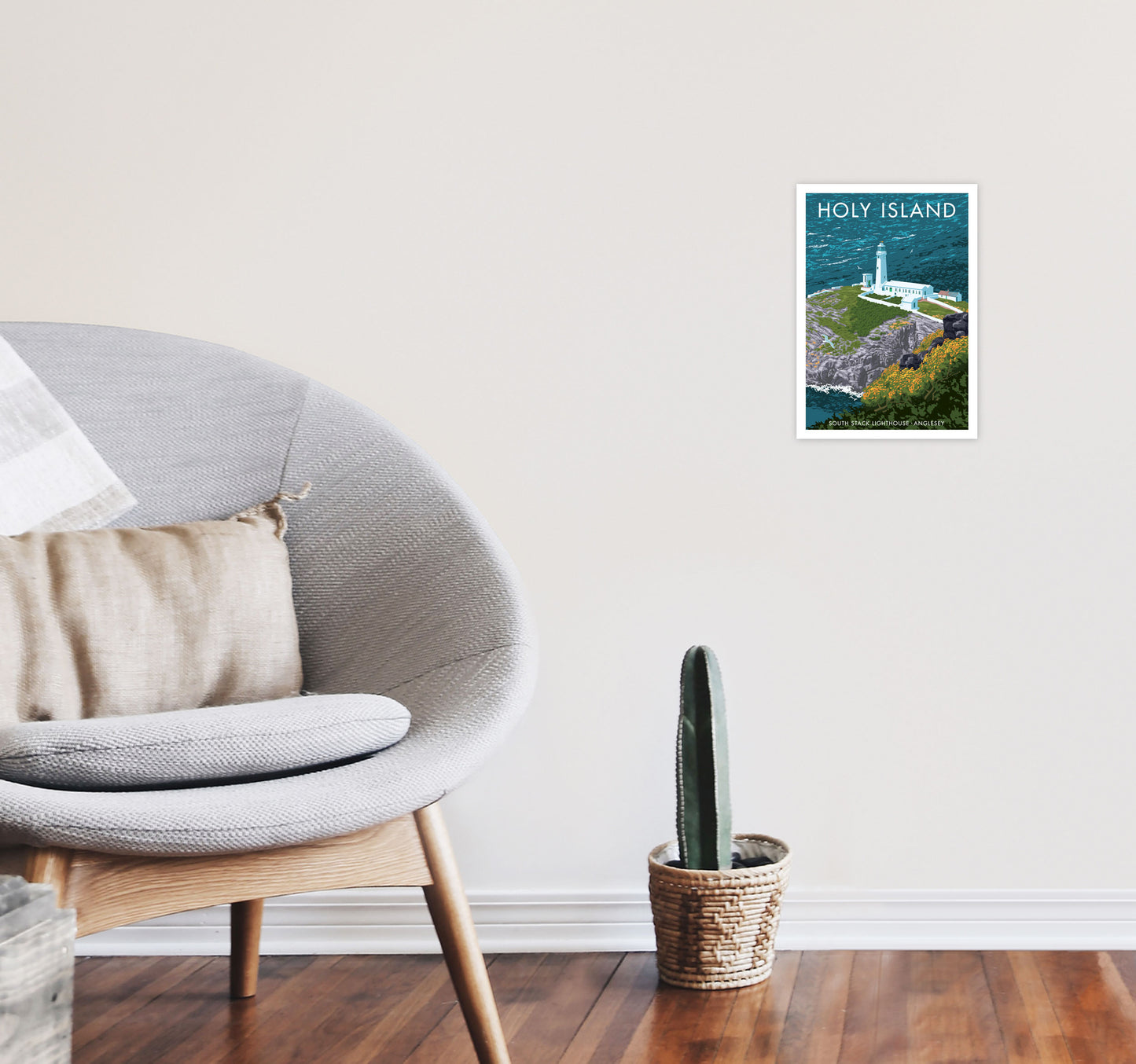 Holy Island by Stephen Millership A4 Black Frame