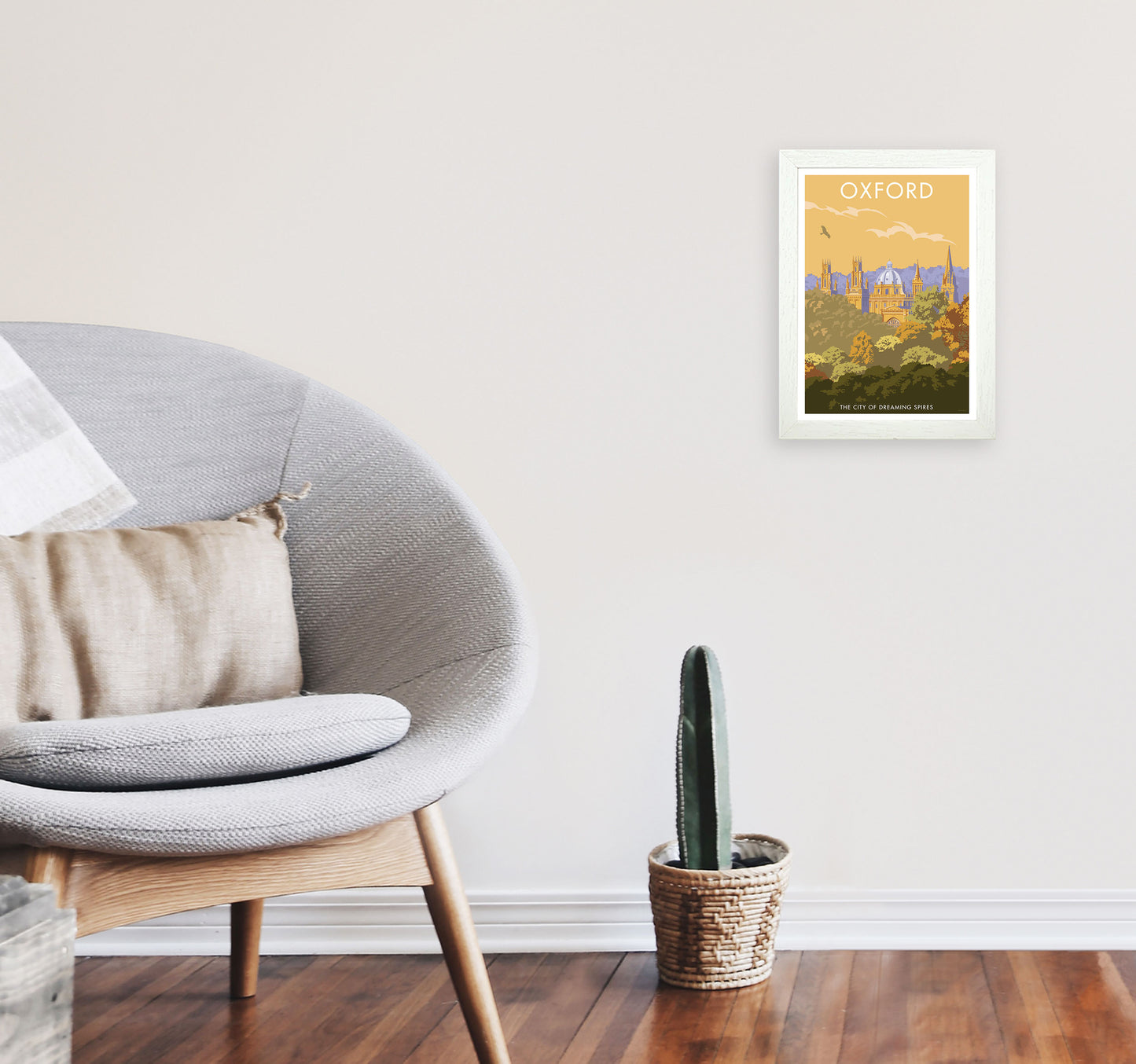 Oxford Travel Art Print by Stephen Millership A4 Oak Frame