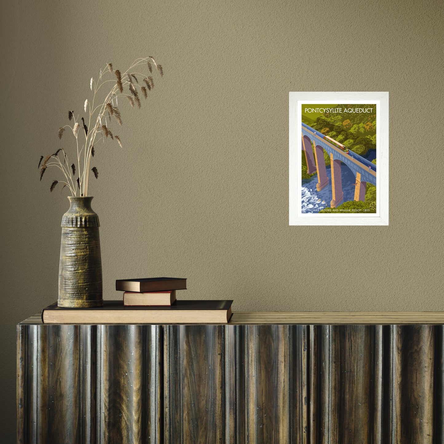 WALES PONTCYSYLLTE AQUEDUCT A3 by Stephen Millership A4 White Frame